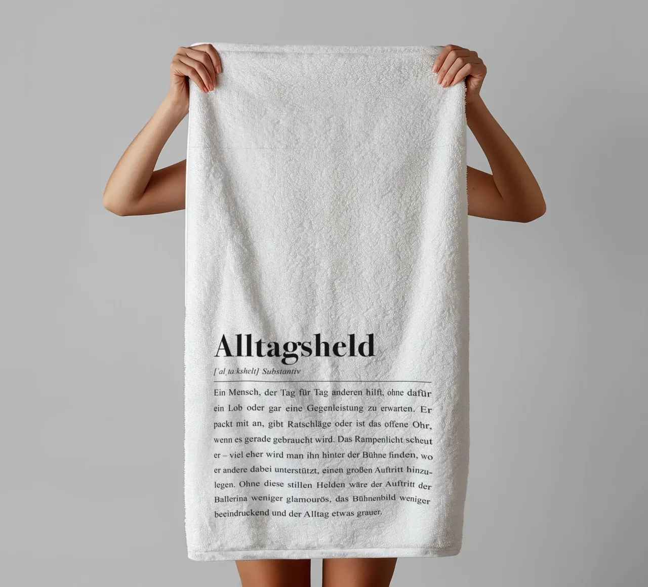Everyday hero: definition in the style of a dictionary towel by Pulse of Art