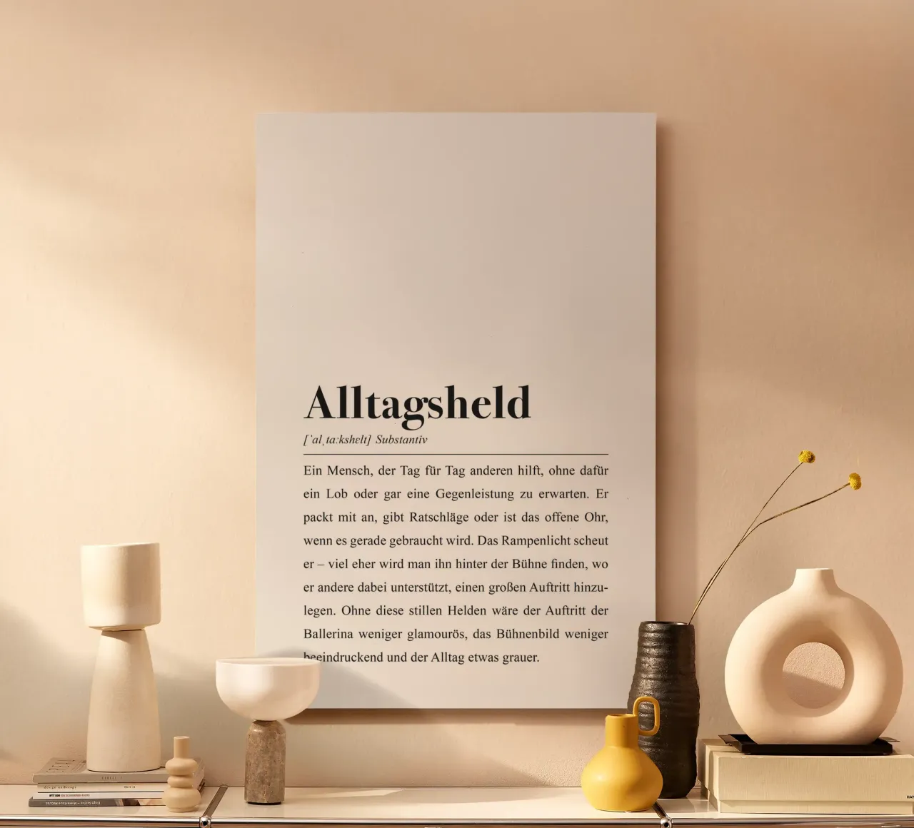 Everyday hero: definition in the style of a dictionary alu-dibond by Pulse of Art