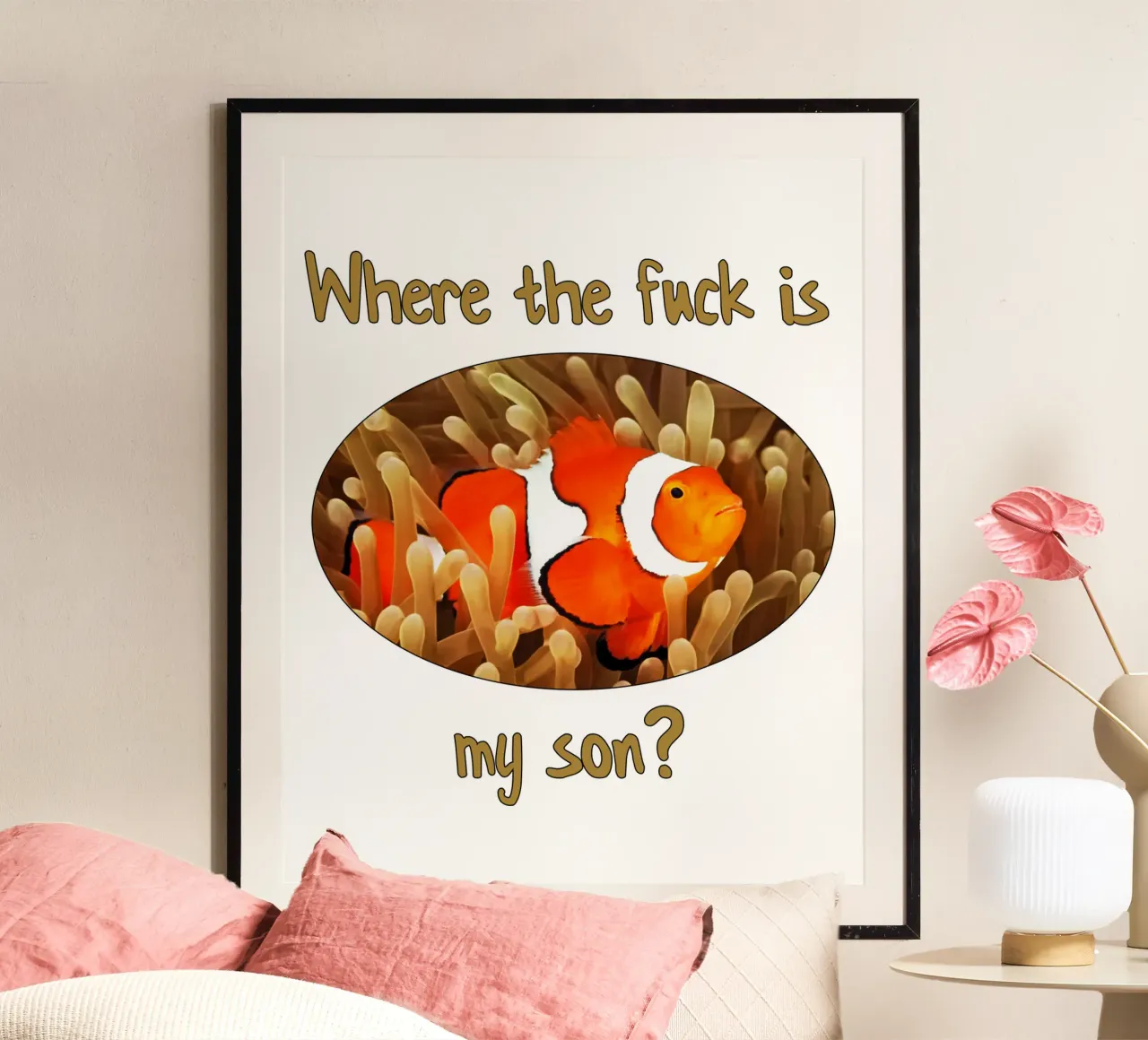 Dove cazzo è mio figlio? poster con telaio in legno da theganduls
