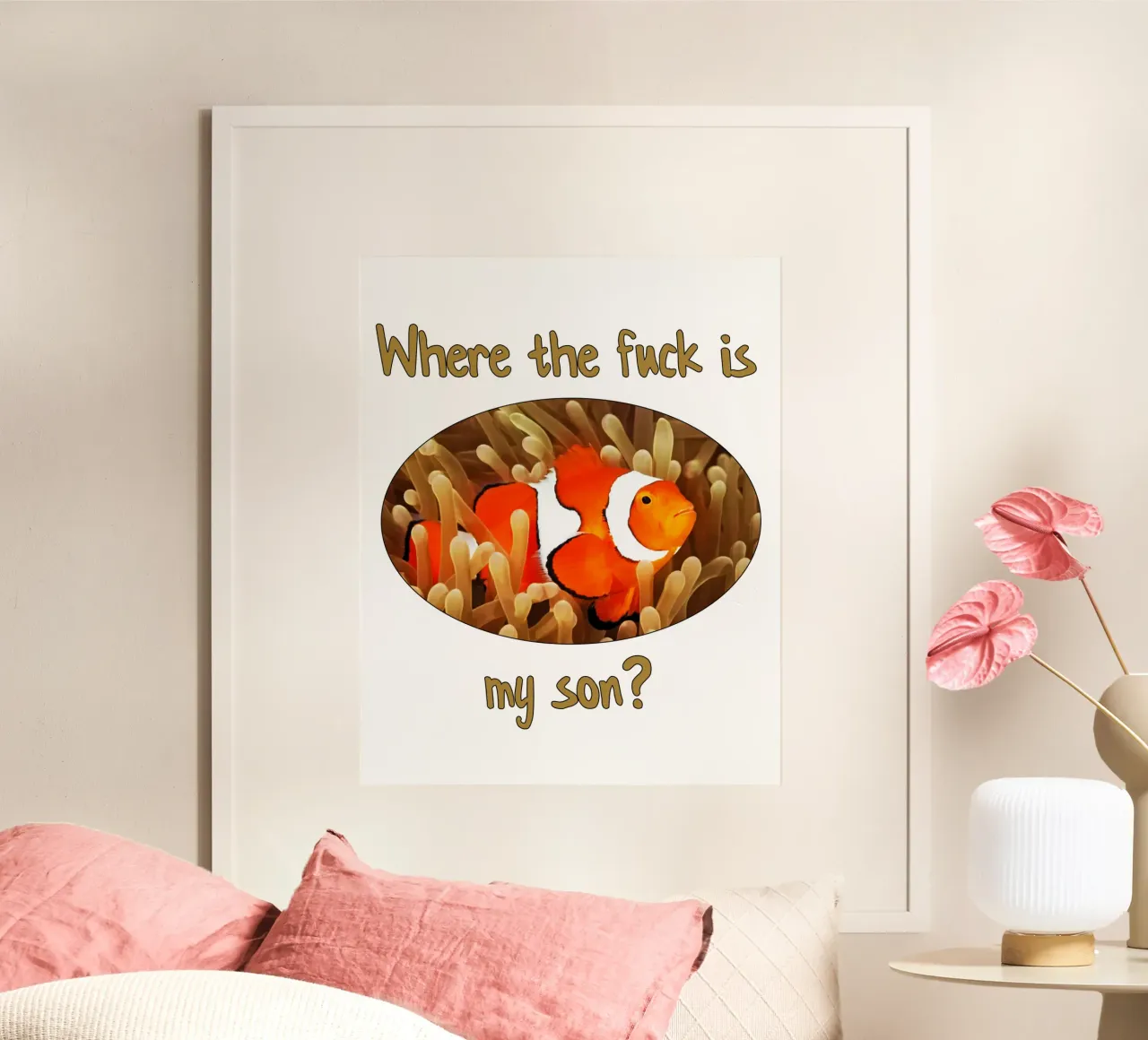 Dove cazzo è mio figlio? poster con telaio in legno da theganduls