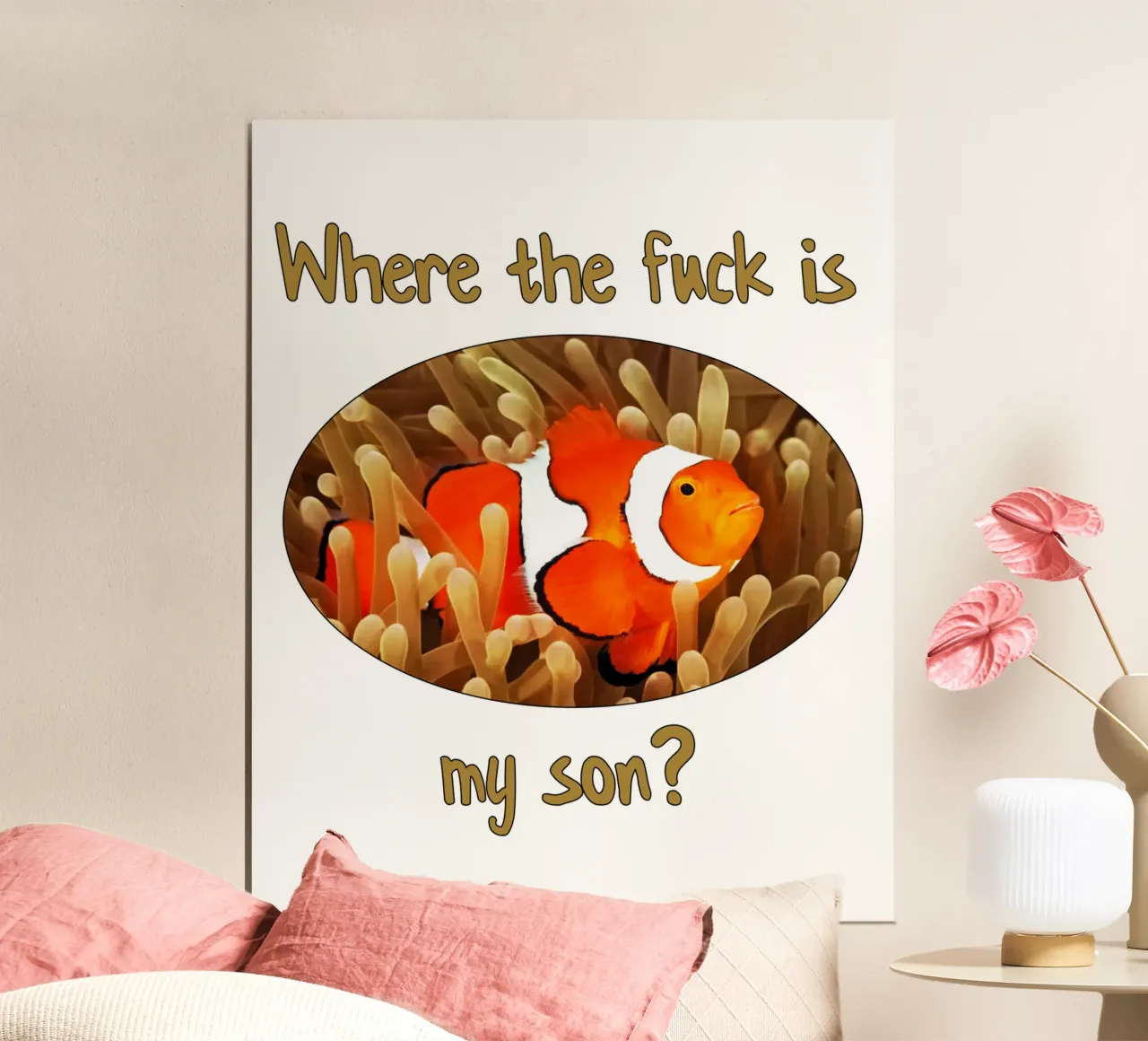 Dove cazzo è mio figlio? poster con telaio in legno da theganduls