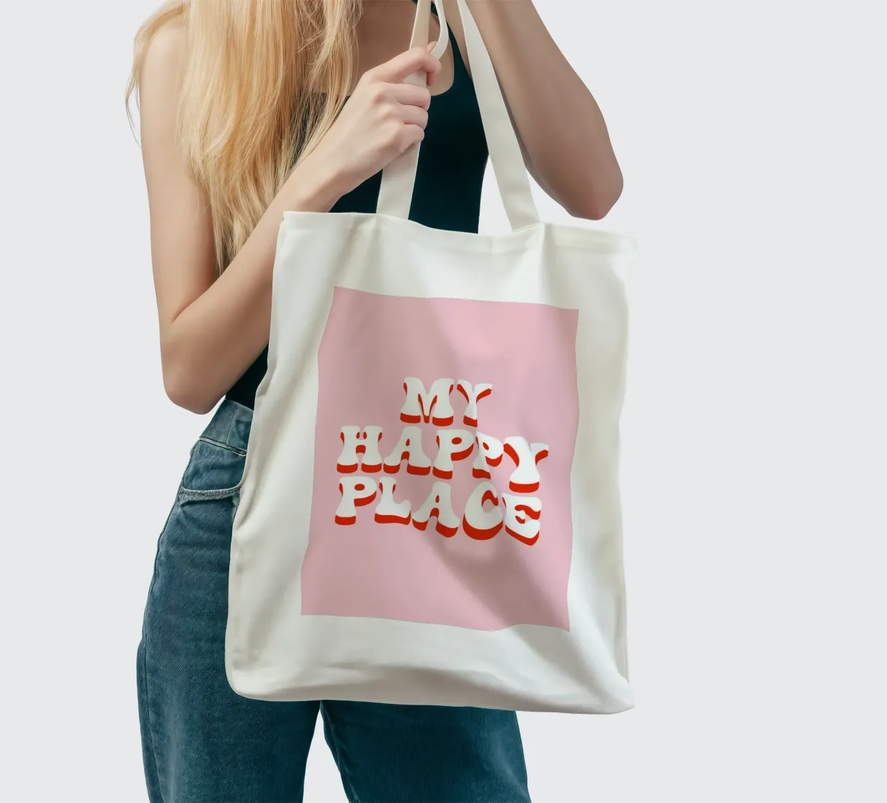 My happy place borsa in juta da BAINAI QUOTES