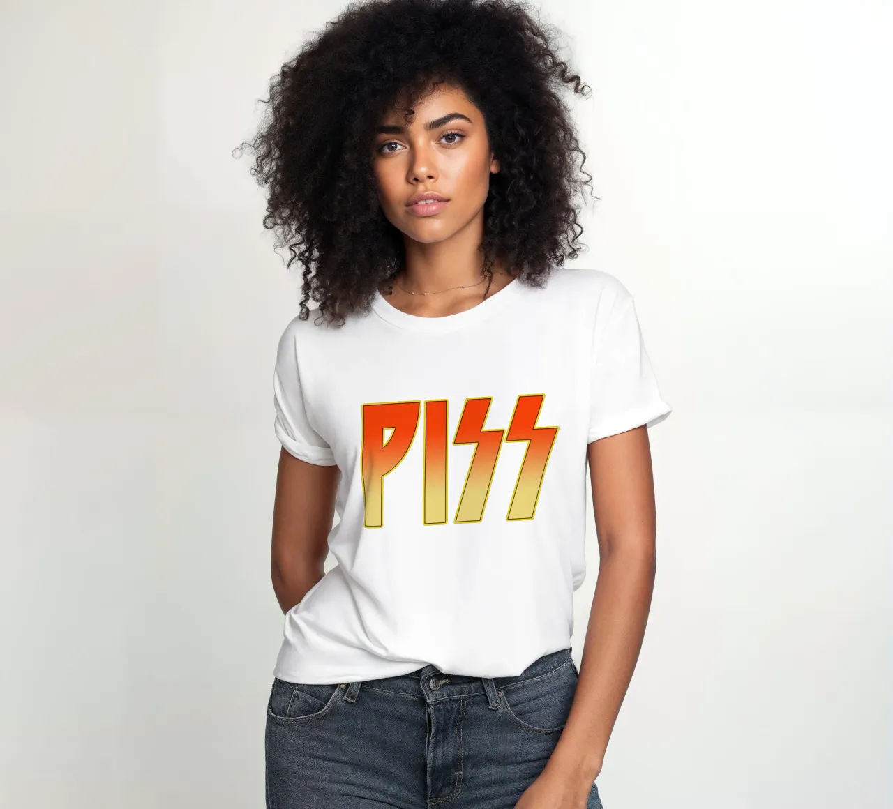 Piss Funny Tshirt Design women's fitted t-shirt by theganduls