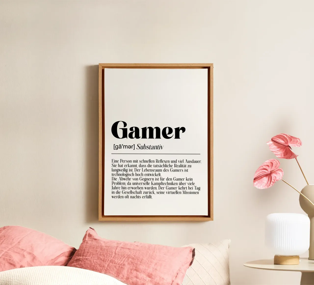 Gamer Definition tela con Cornice a cassetta da BAINAI QUOTES