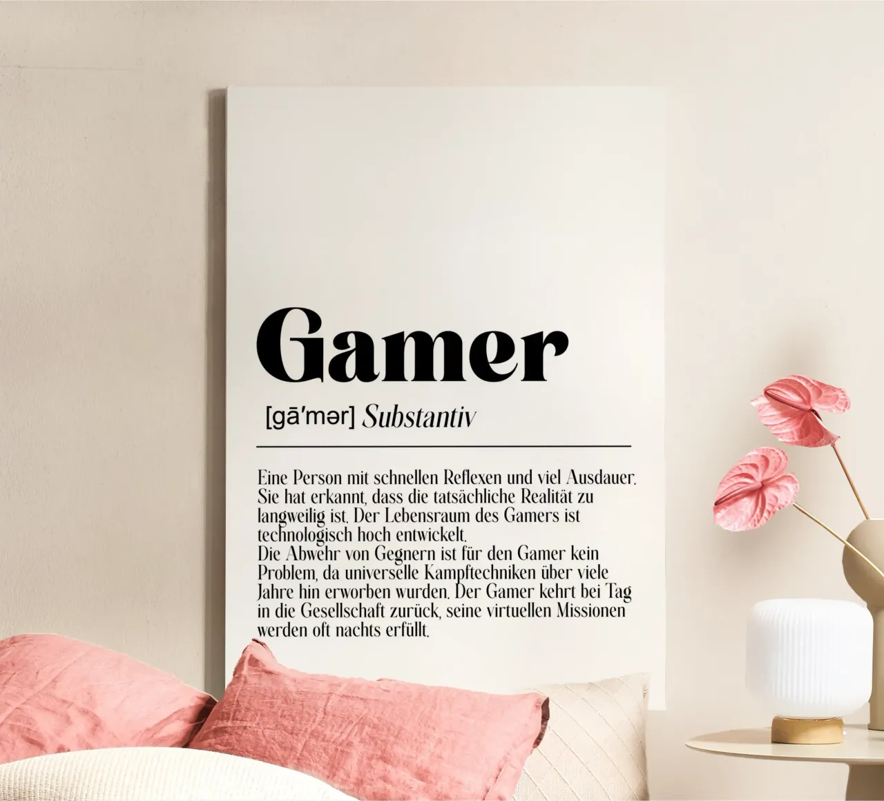 Gamer Definition tela con Cornice a cassetta da BAINAI QUOTES