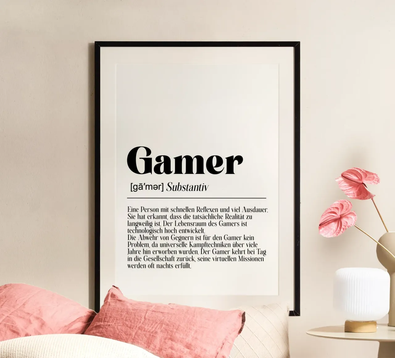 Gamer Definition poster con telaio in alluminio da BAINAI QUOTES