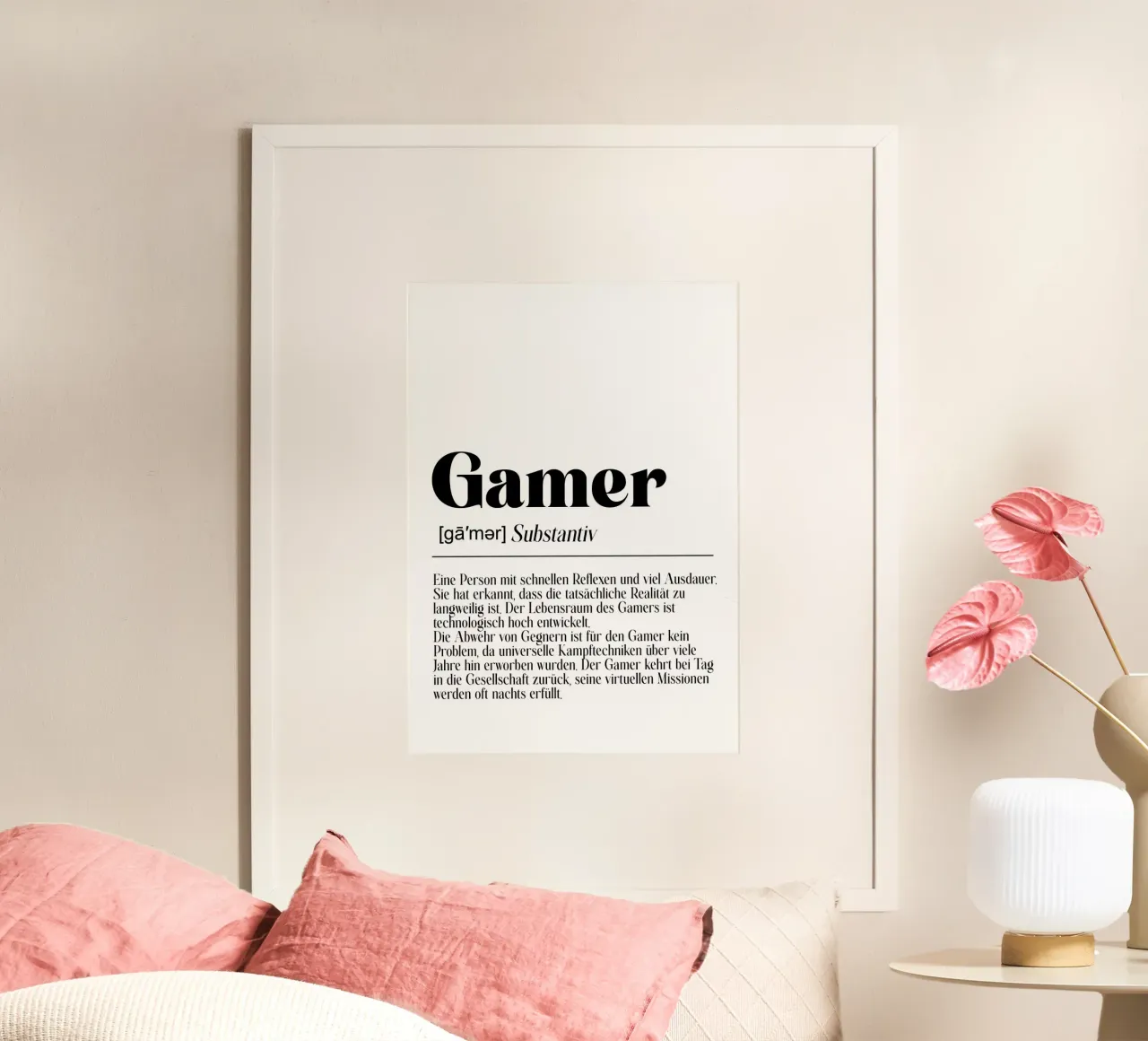 Gamer Definition poster con telaio in alluminio da BAINAI QUOTES