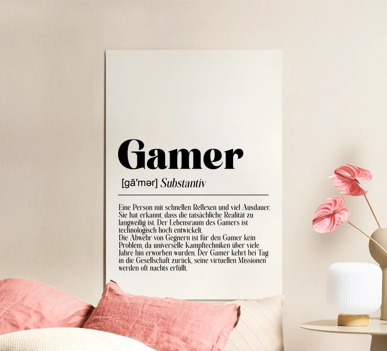 Gamer Definition poster con telaio in alluminio da BAINAI QUOTES
