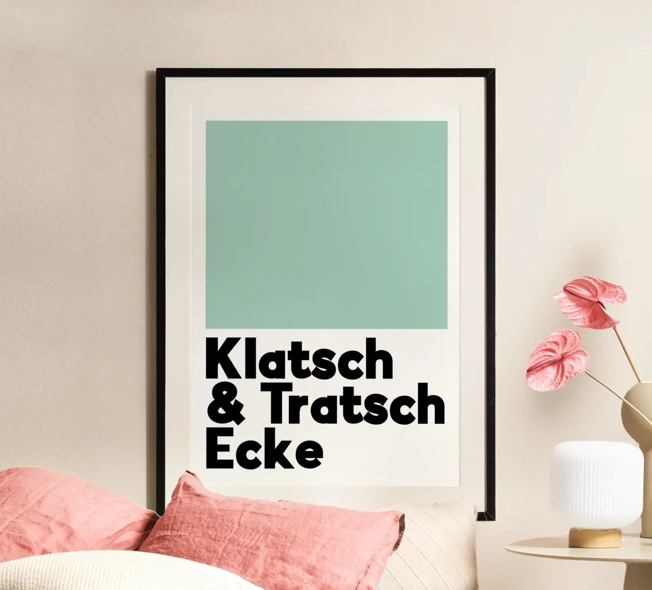 Klatsch & Tratsch Ecke grün poster con telaio in legno da BAINAI QUOTES