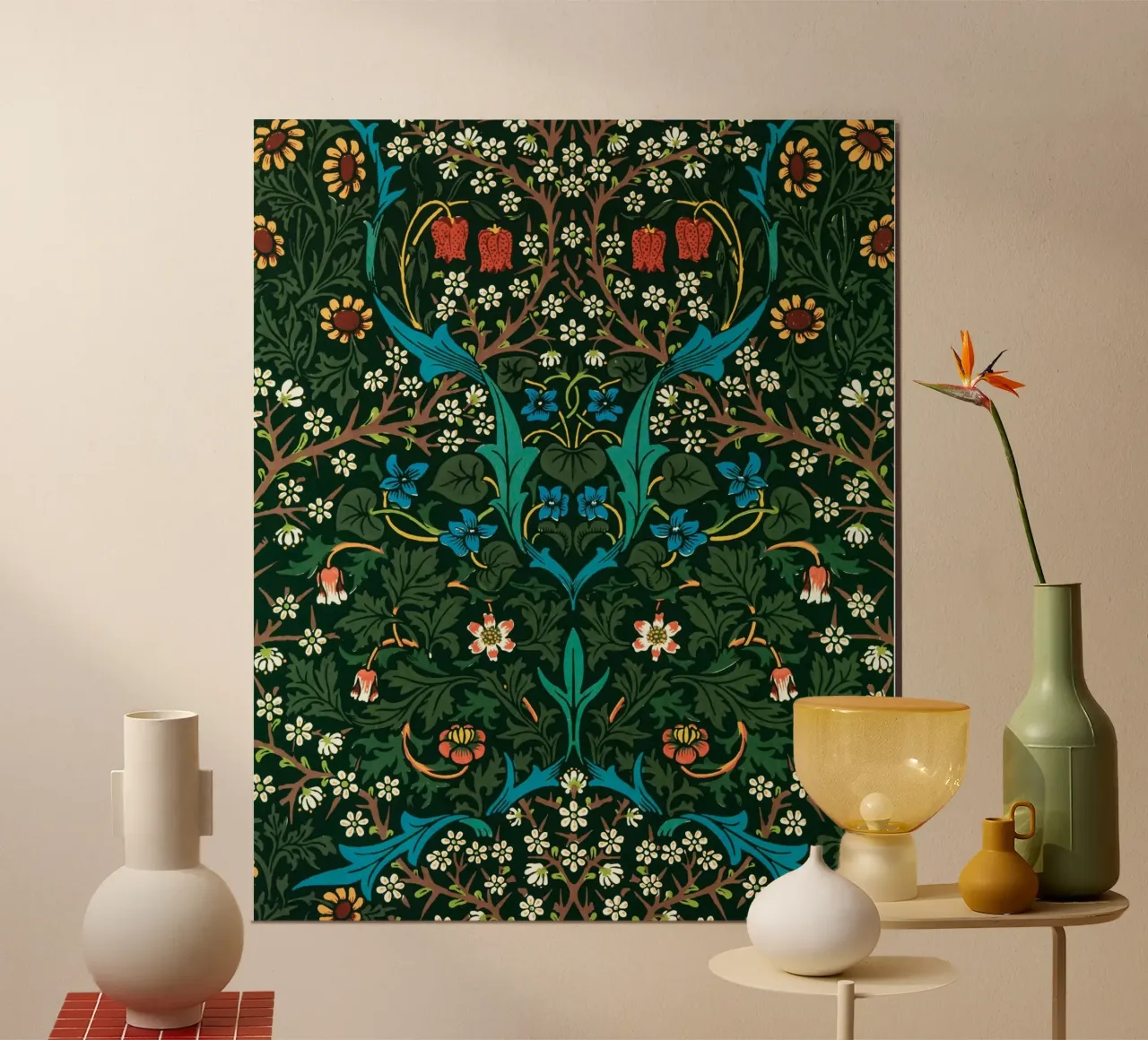 William Morris - Blackthorn Pattern, 1892 poster with aluminum frame by William Store