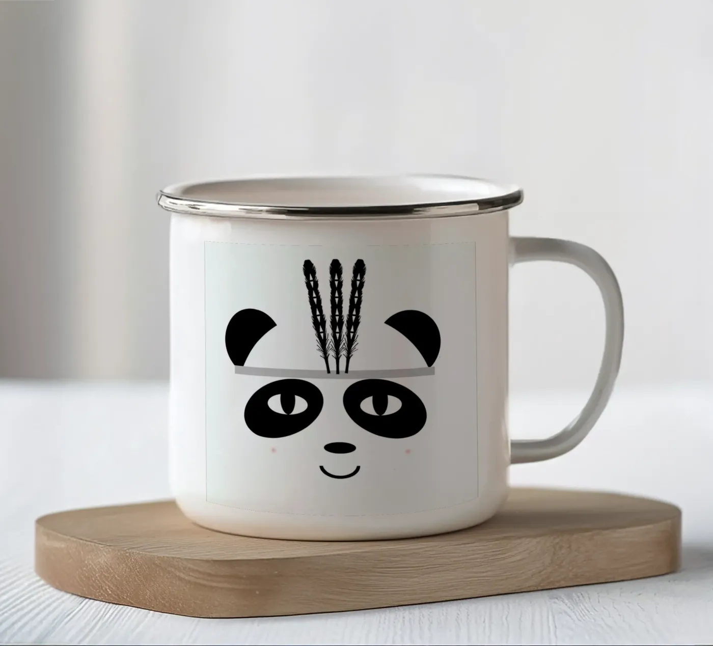 Panda enamel mug by Charlotte Winter