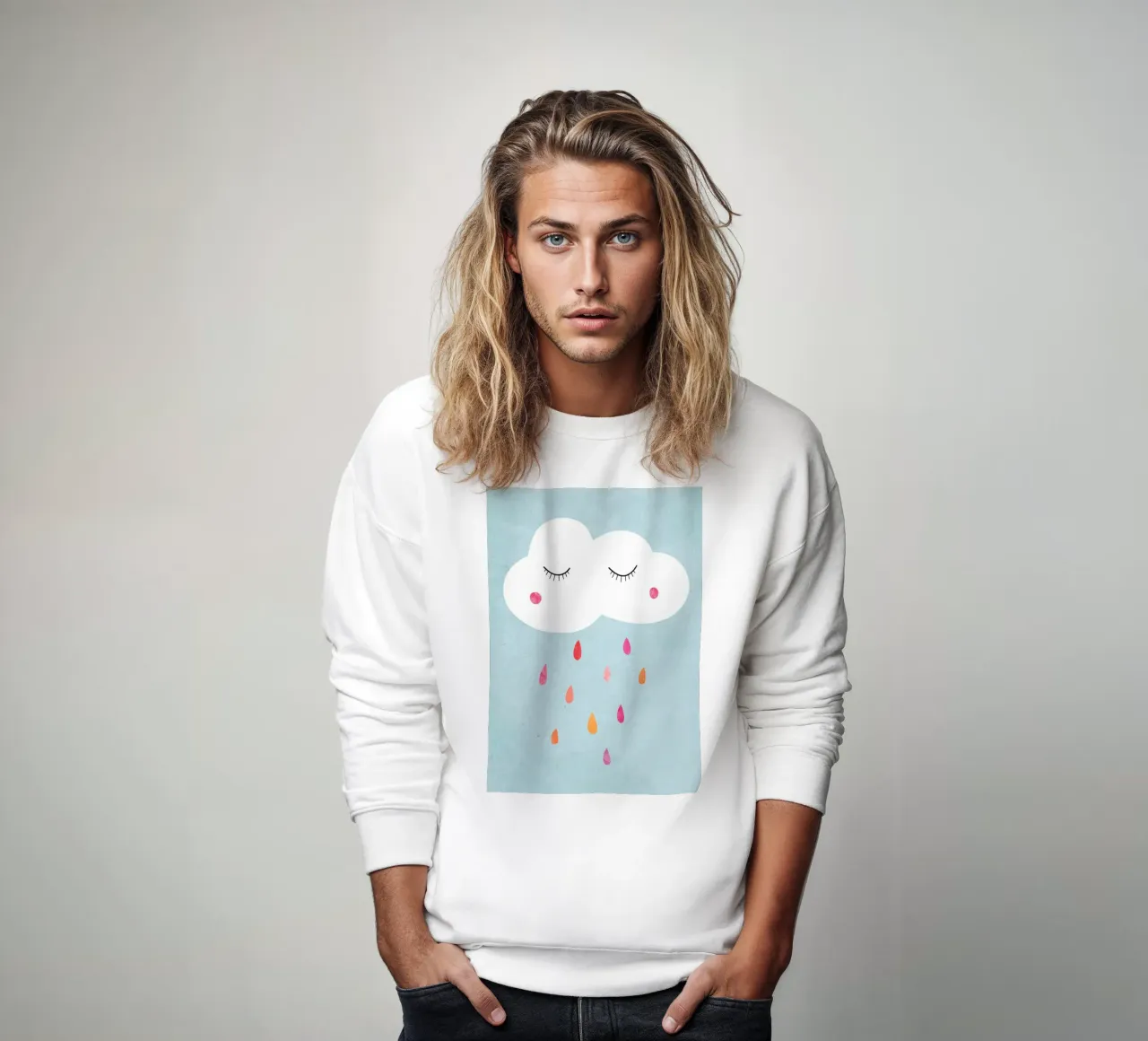 Wolke mit buntem Regen felpa da BAINAI KIDS