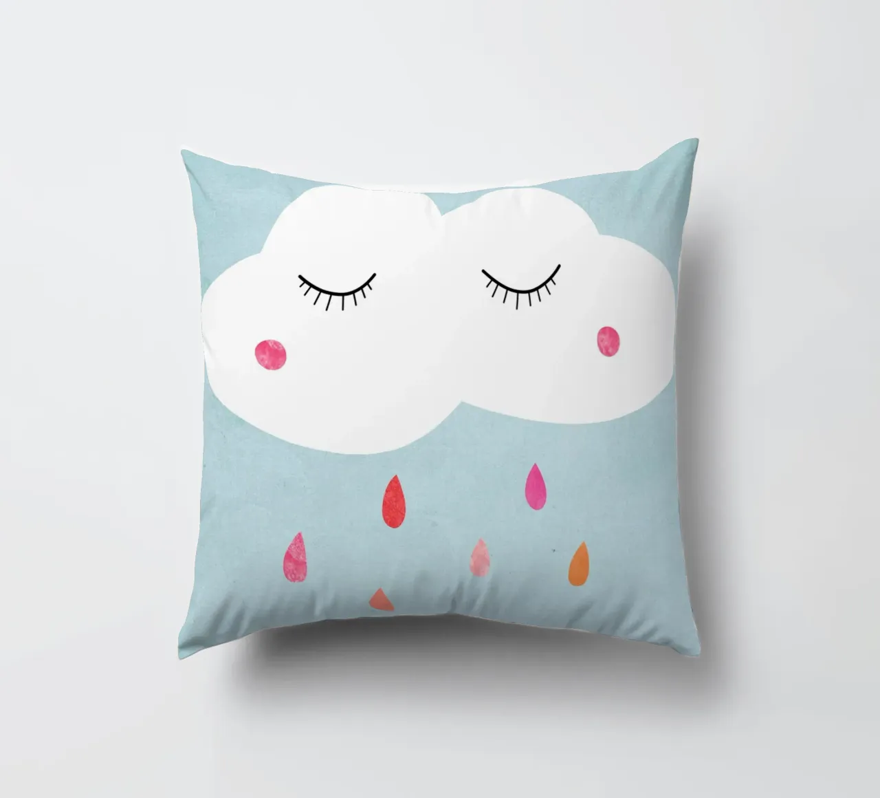 Wolke mit buntem Regen cuscino da BAINAI KIDS