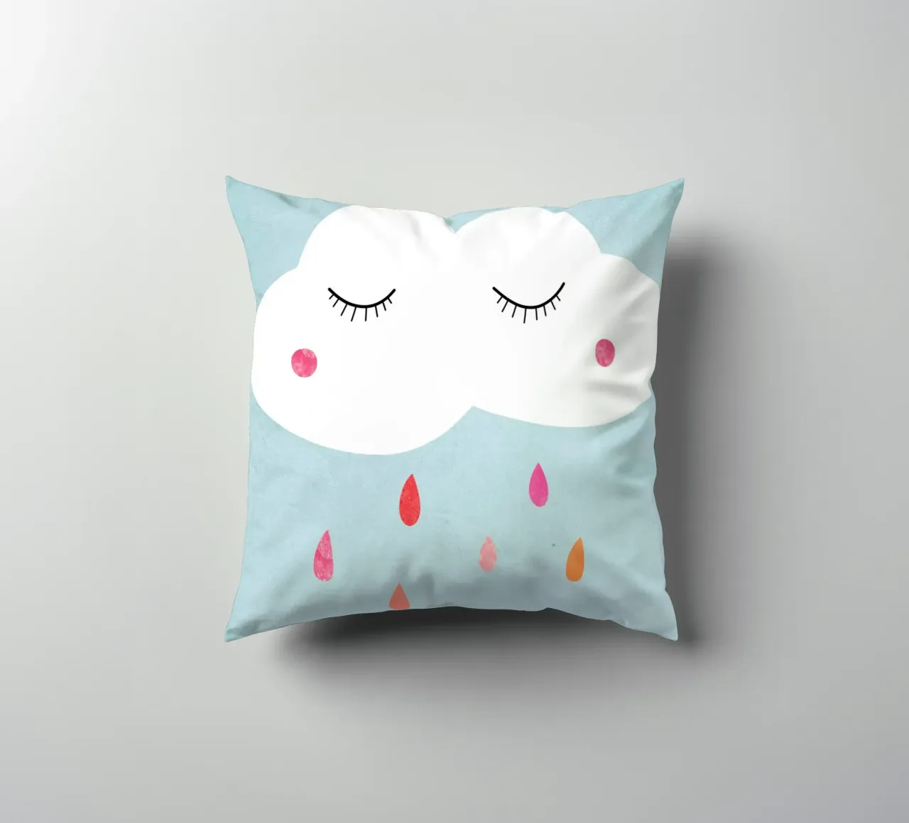 Wolke mit buntem Regen cuscino da BAINAI KIDS