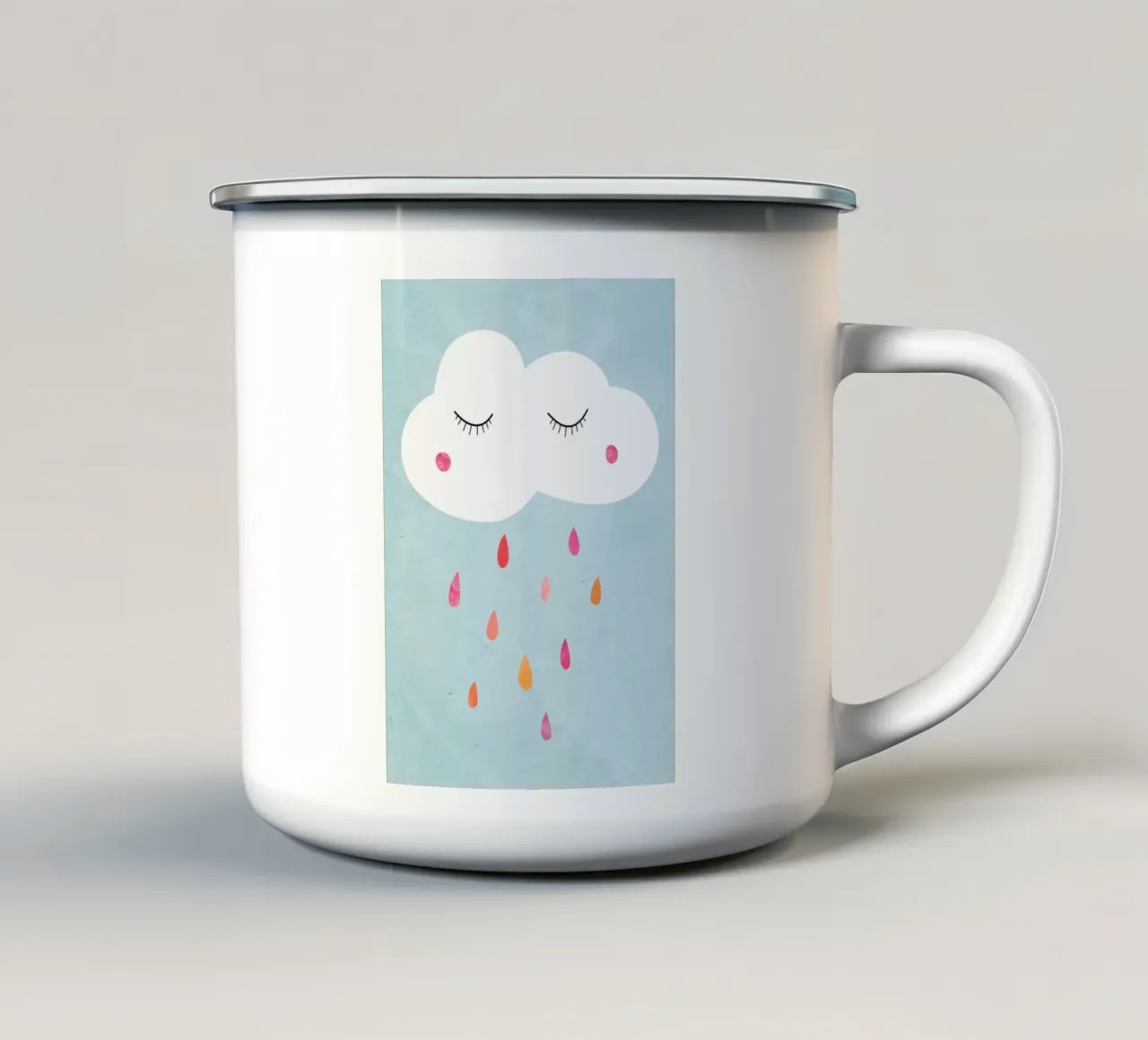 Wolke mit buntem Regen tazza in smalto da BAINAI KIDS