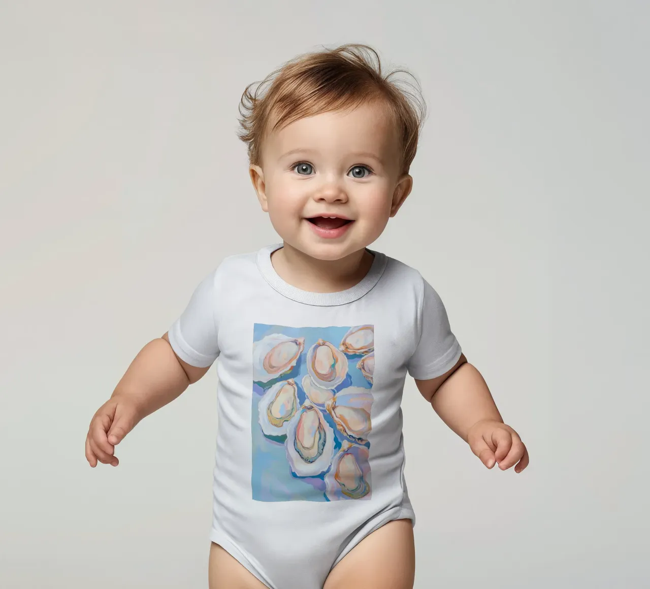 Colorful Oyster Shell Art short-sleeve baby romper by Melloi Art Print