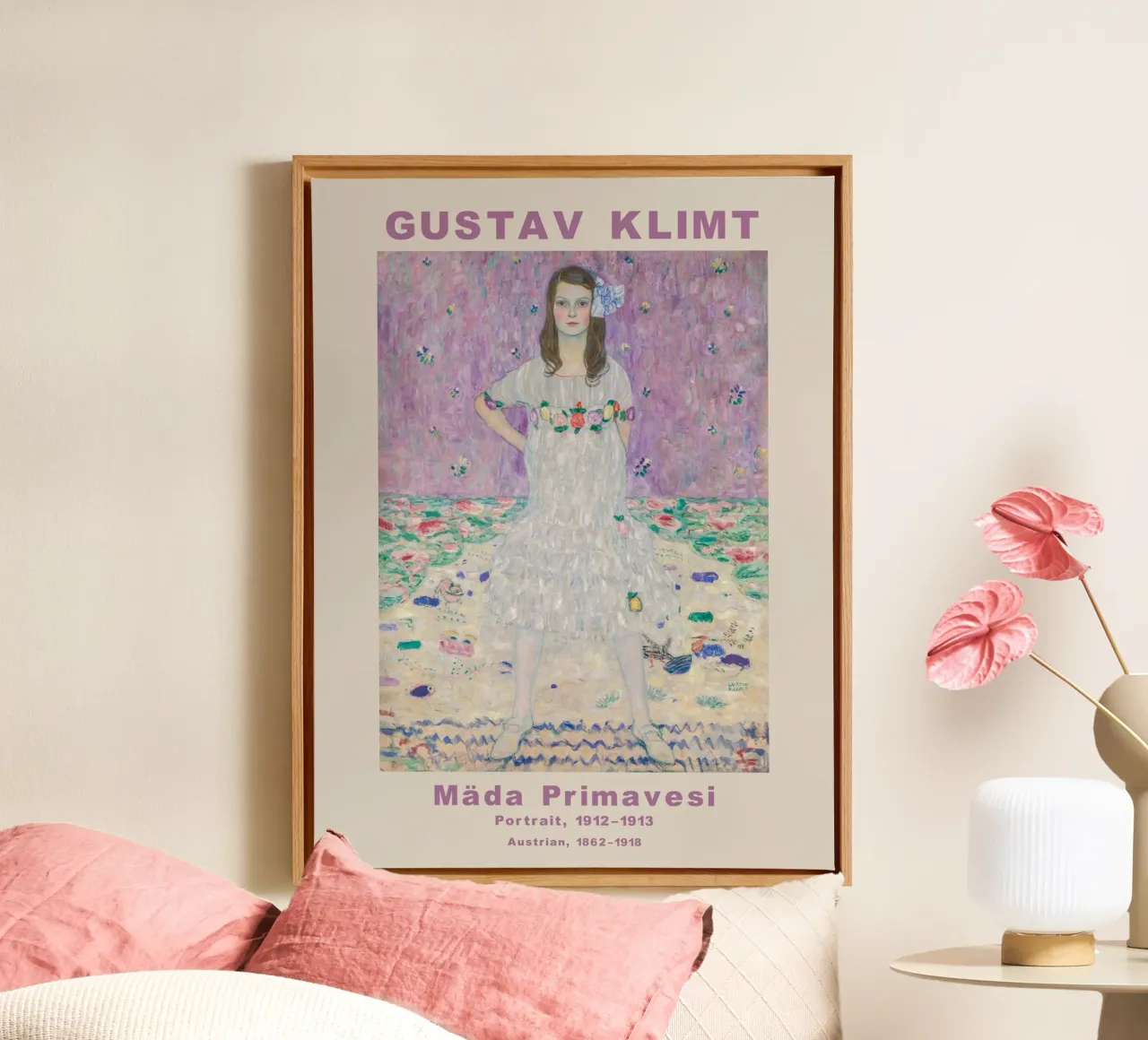 Gustav Klimt Mäda Primavesi Pastello tela con Cornice a cassetta da Carinaprint