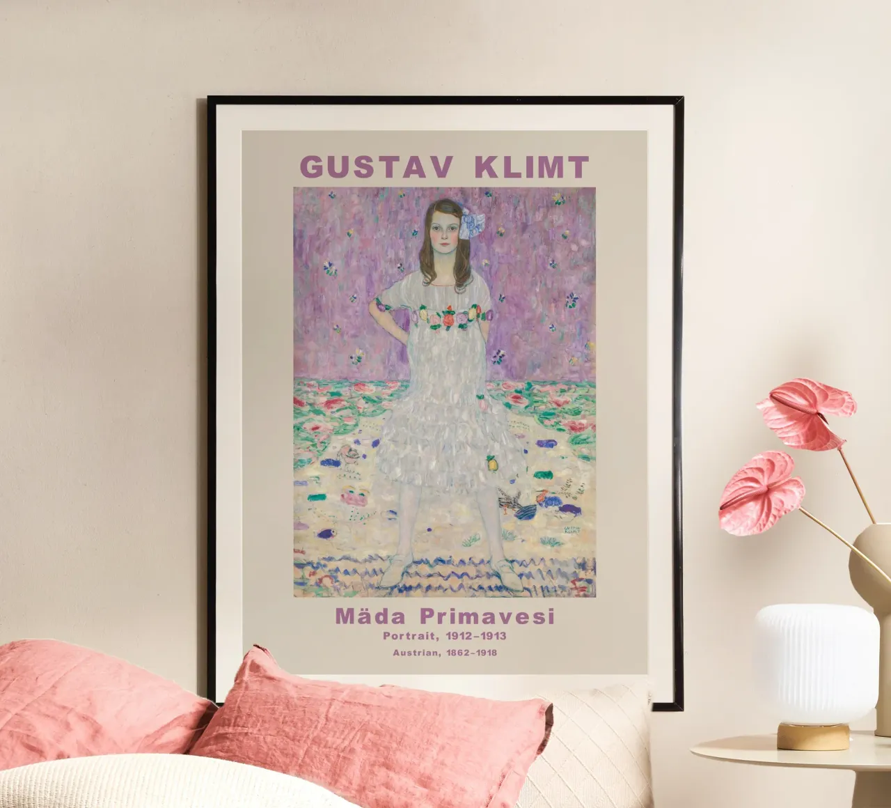 Gustav Klimt Mäda Primavesi Pastello poster con telaio in alluminio da Carinaprint