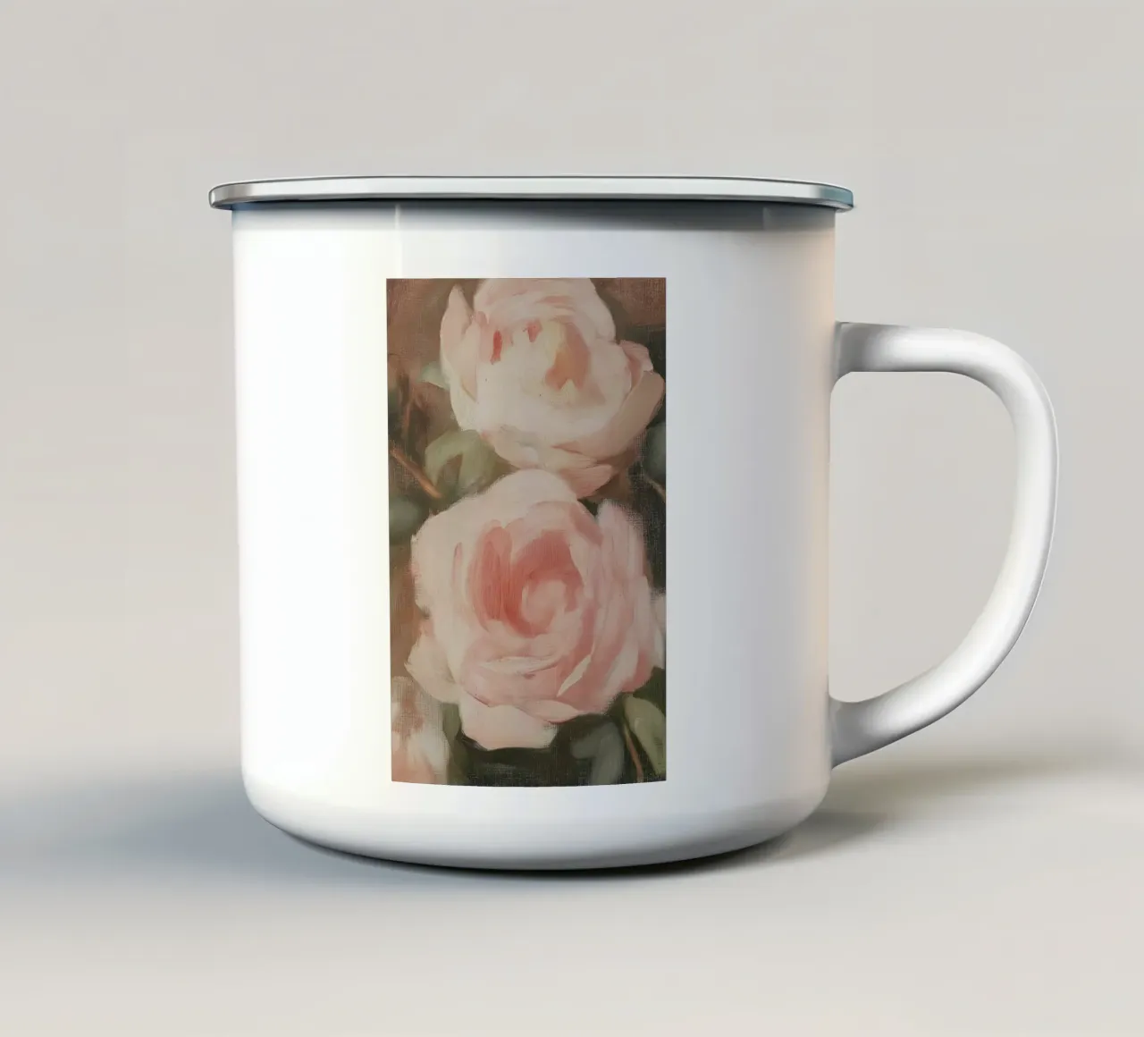 Roses Still Life Painting enamel mug by Melloi Art Print