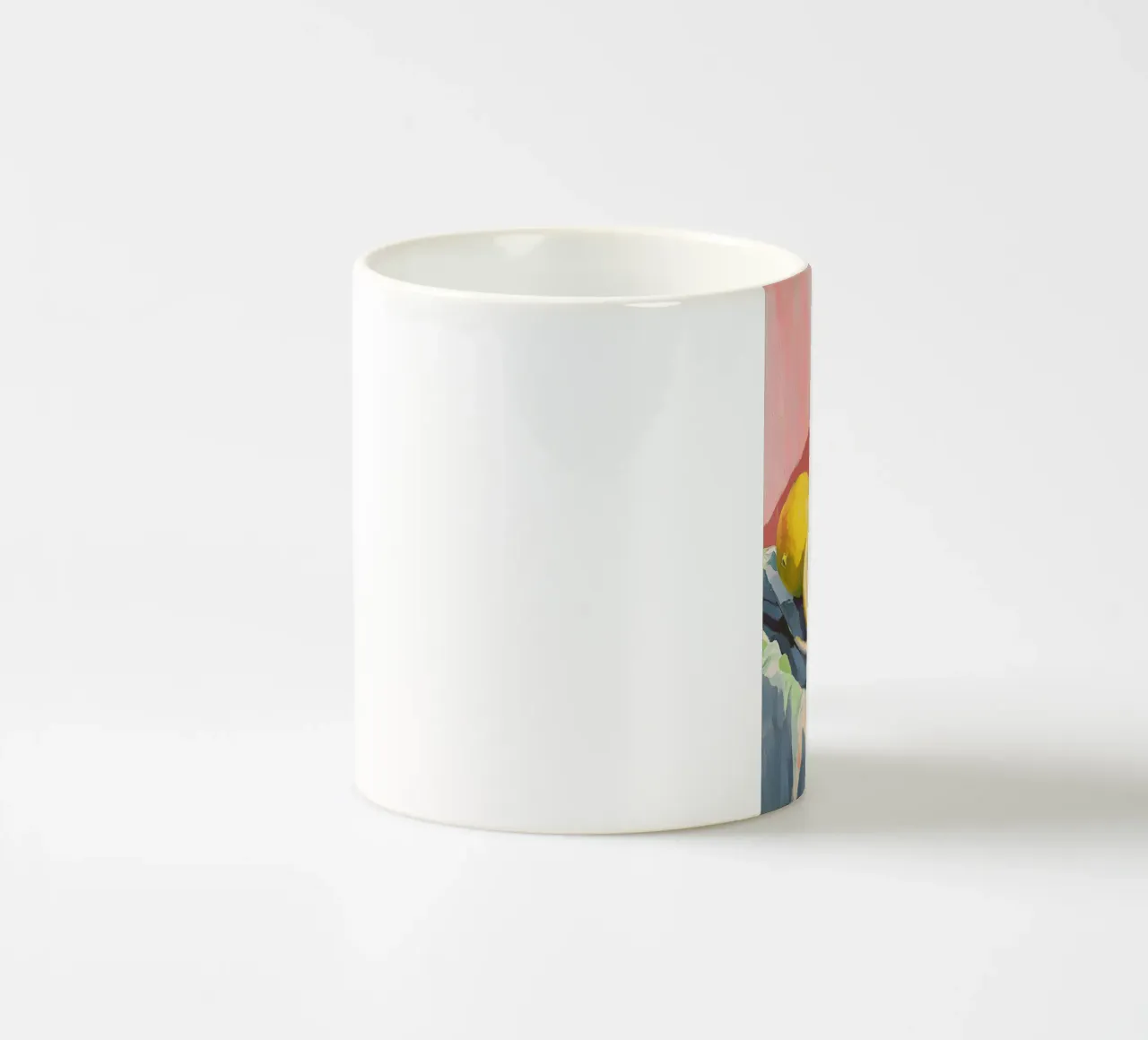 Natura morta di agrumi e ortensie tazza in ceramica da Melloi Art Print