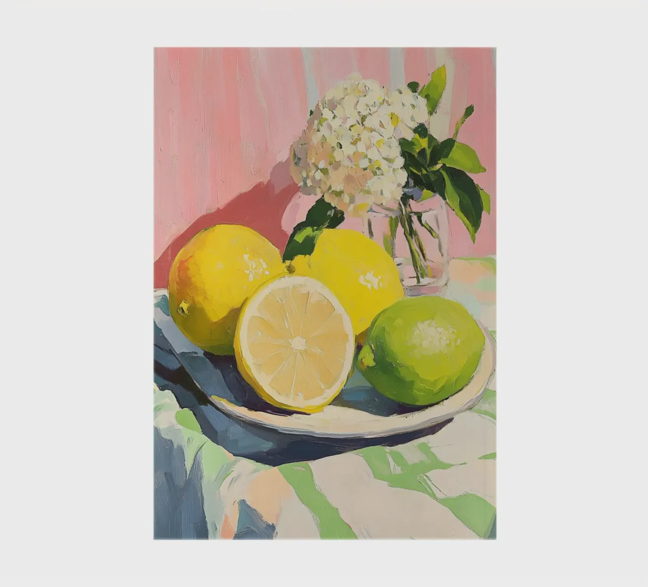 Citrus and Hydrangea Still Life notebook by Melloi Art Print