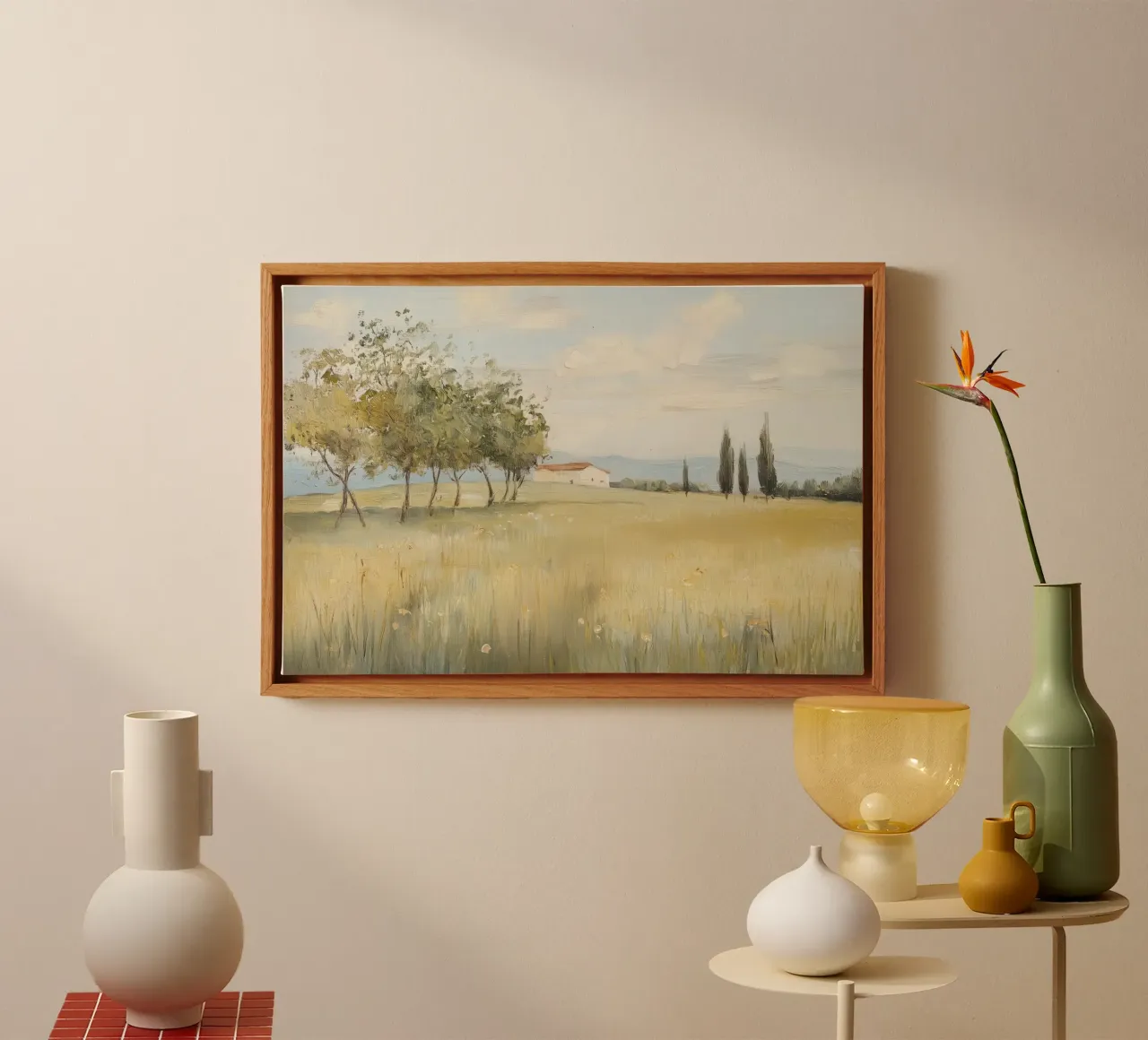 Toscaans Platteland canvas met Baklijst van Melloi Art Print