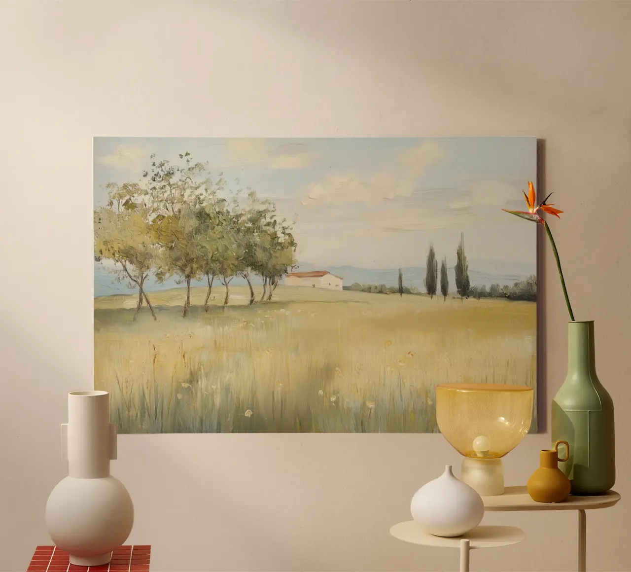 Toscaans Platteland canvas met Baklijst van Melloi Art Print