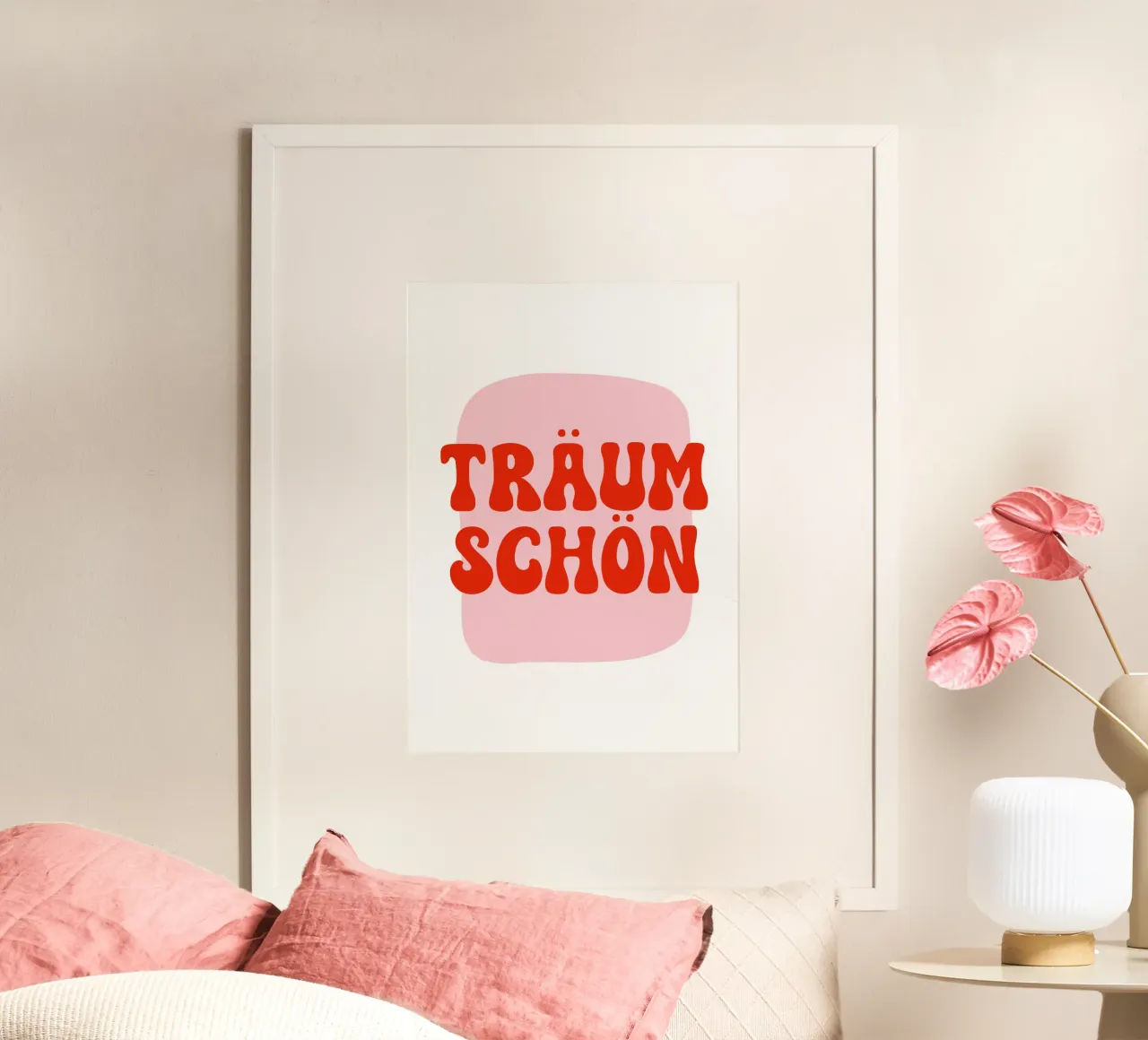 Träum schön rosarot poster con telaio in plastica da BAINAI QUOTES