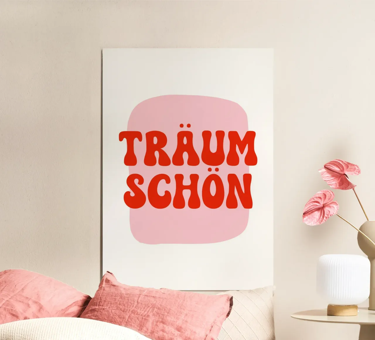 Träum schön rosarot poster con telaio in plastica da BAINAI QUOTES