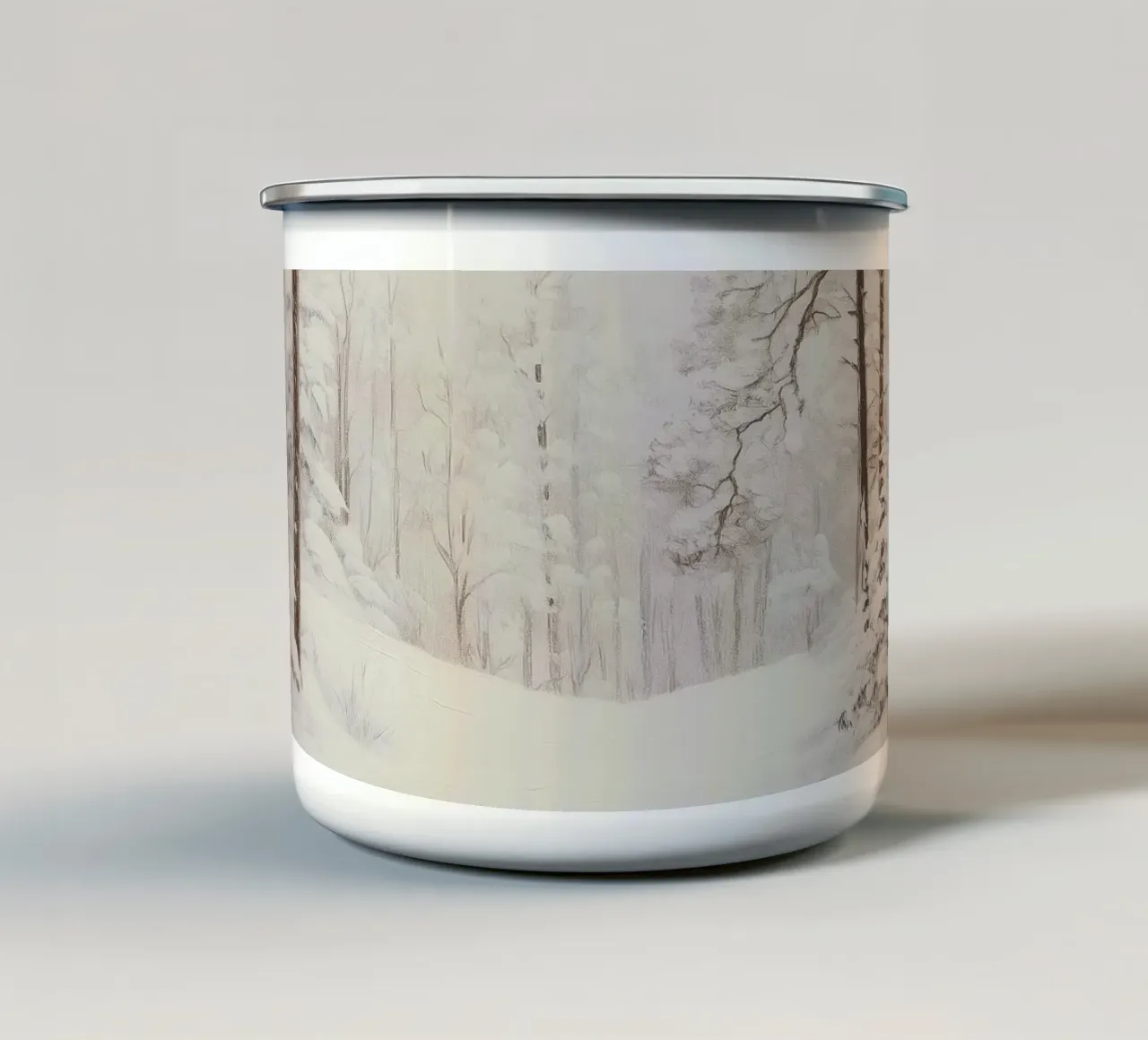 Pittura della foresta invernale tazza in smalto da Melloi Art Print