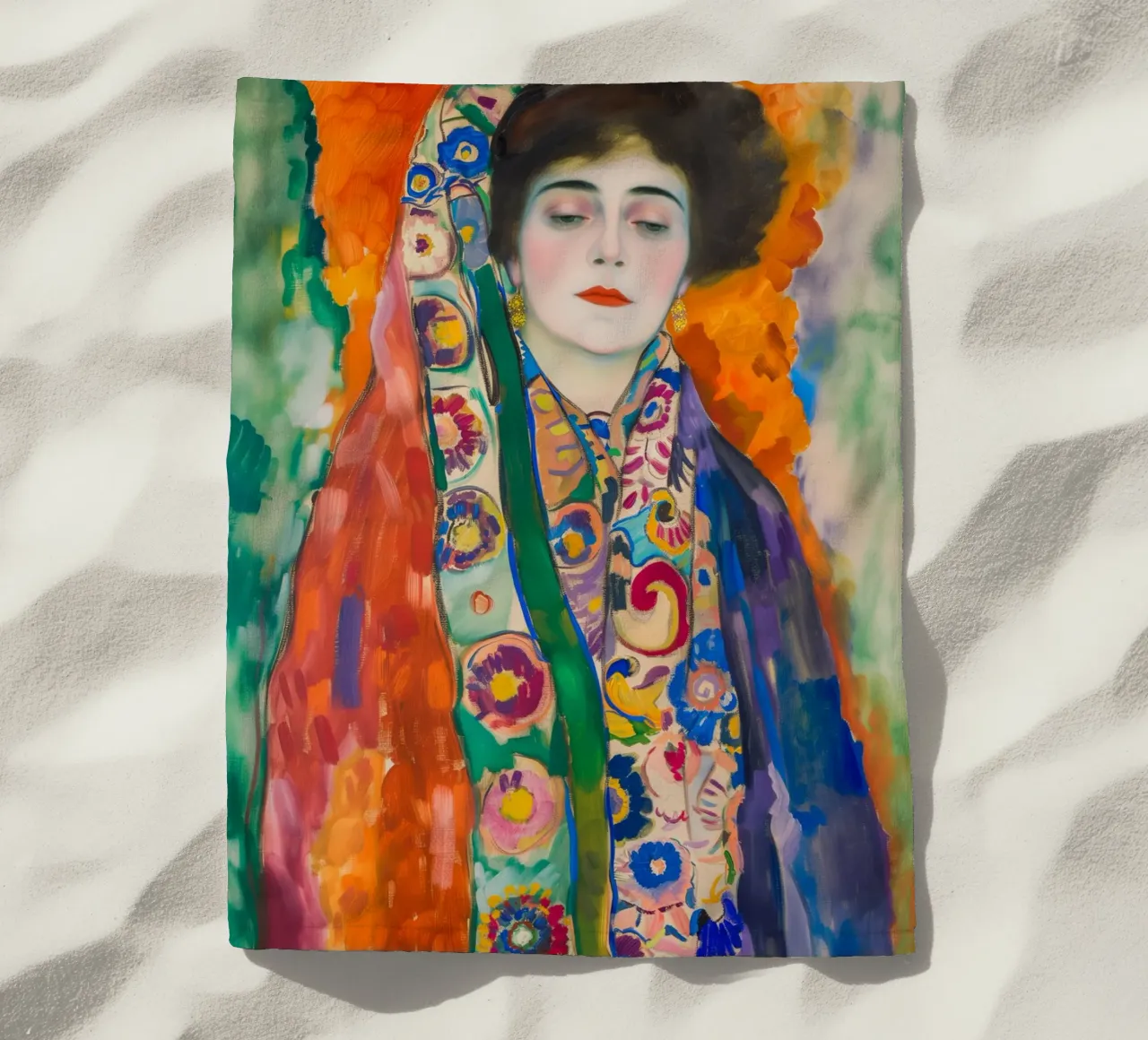 Klimt Miss Lieser beach towel by Carinaprint