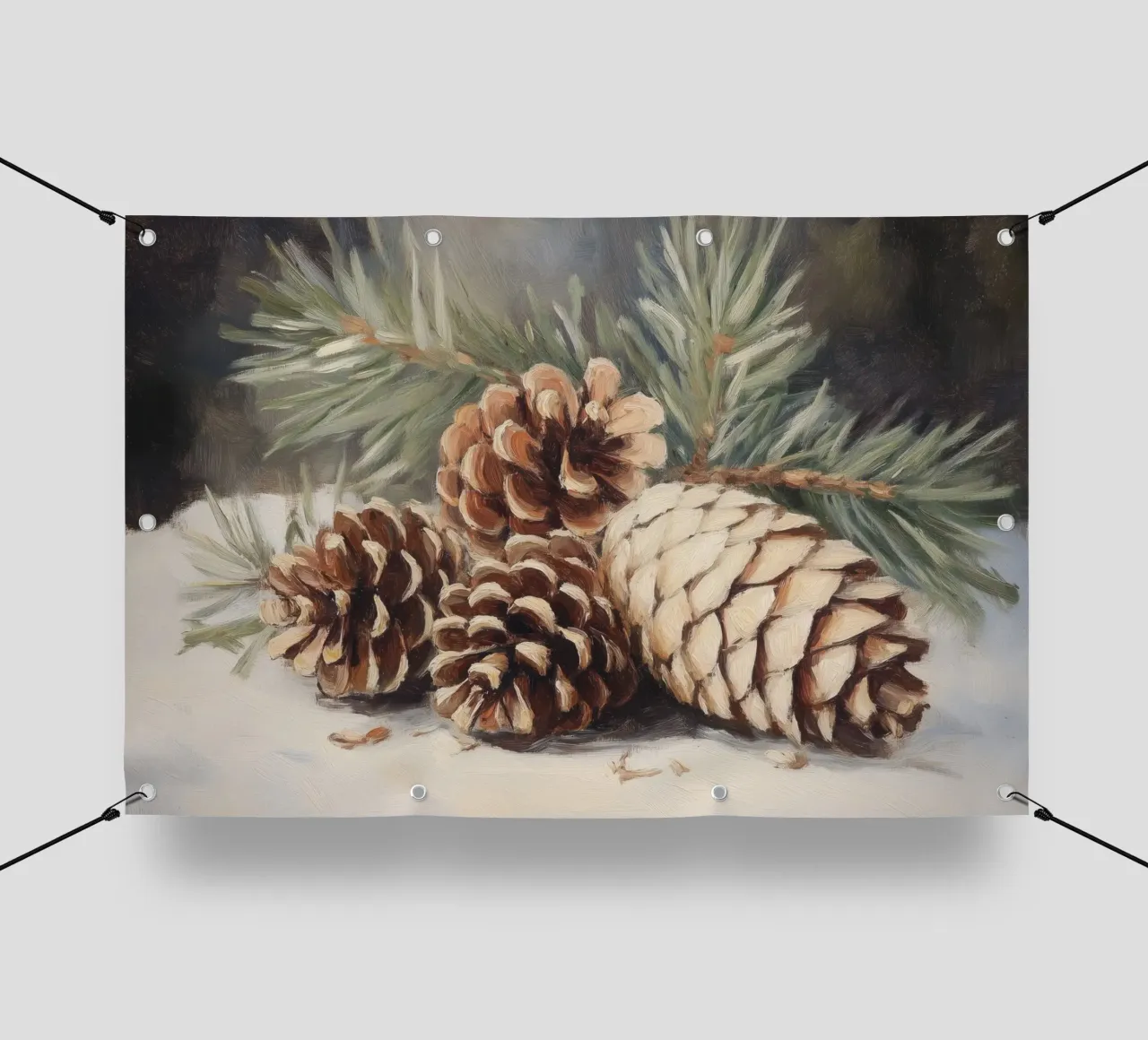 Winter Pinecones Still Life pvc cover by Melloi Art Print