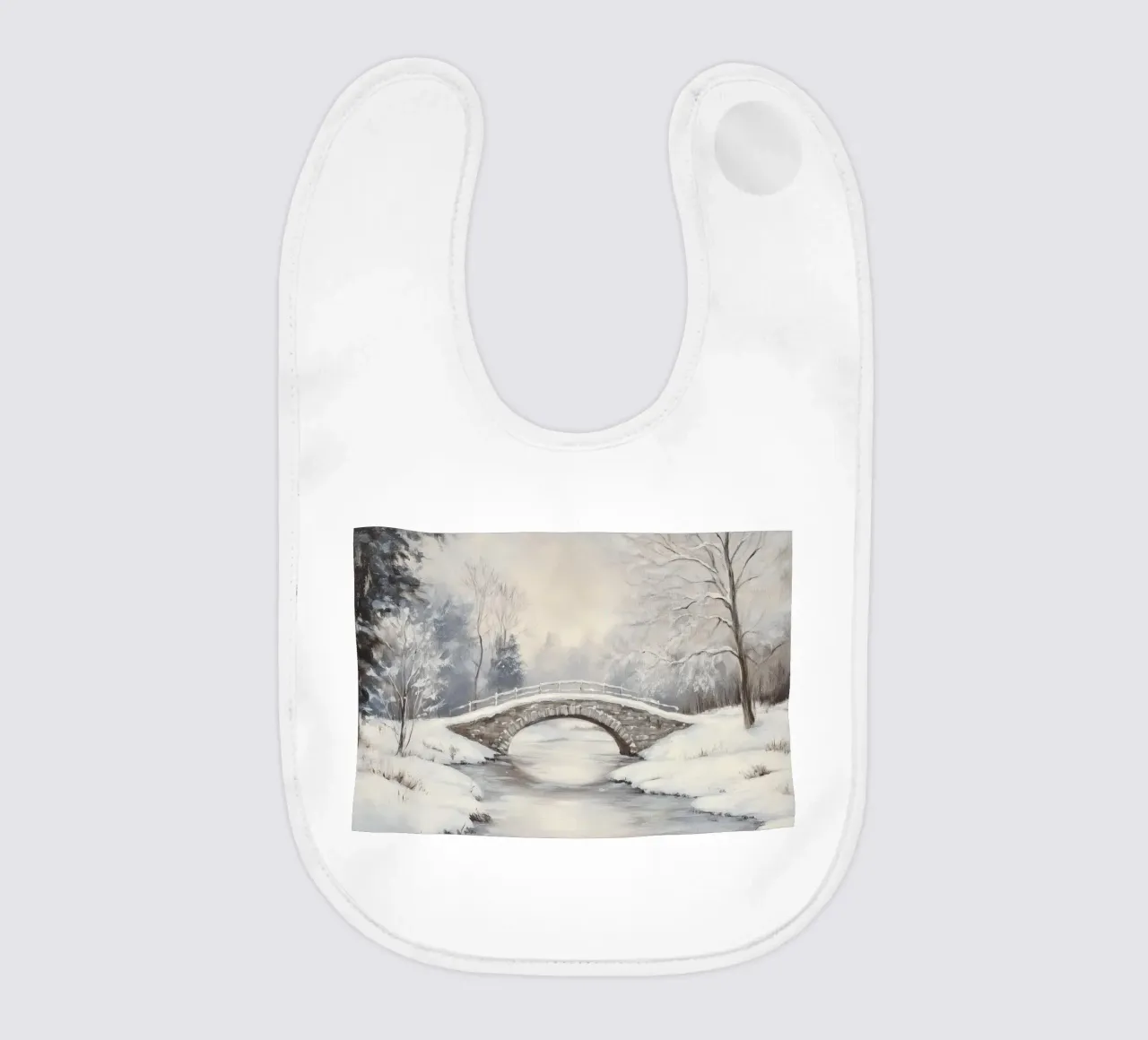Ponte di pietra innevato in inverno bavaglino da Melloi Art Print