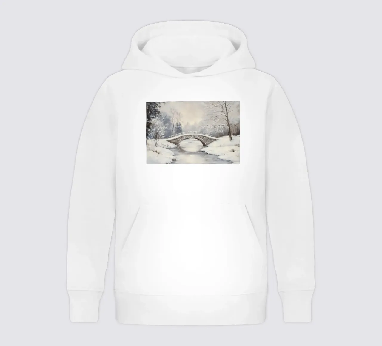 Ponte di pietra innevato in inverno felpa bambino con cappuccio da Melloi Art Print
