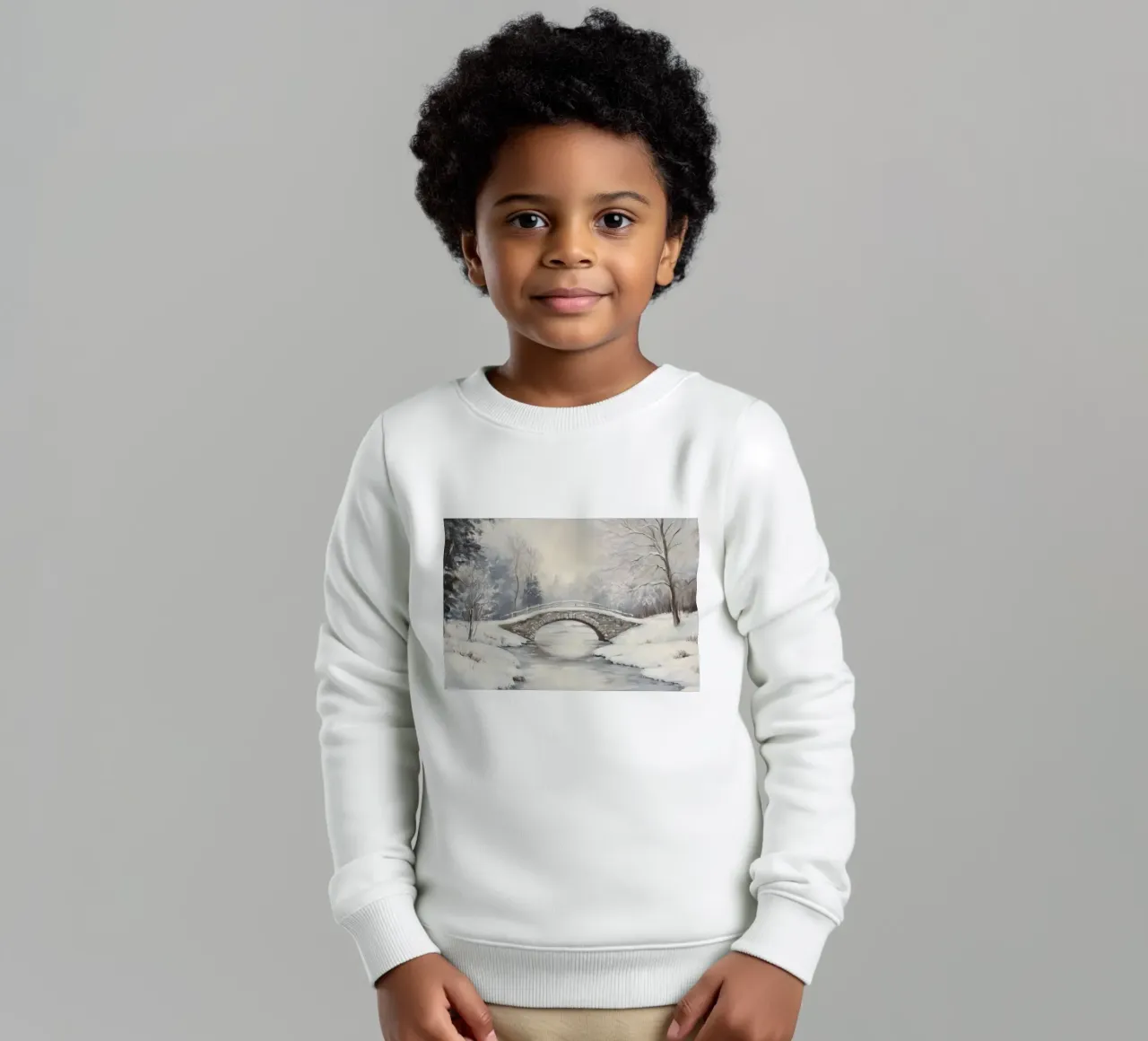Ponte di pietra innevato in inverno felpa bambino da Melloi Art Print