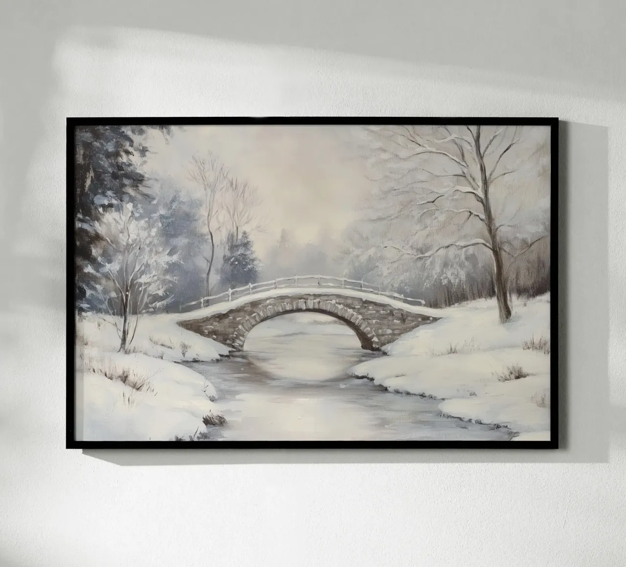 Ponte di pietra innevato in inverno carta hahnemühle da Melloi Art Print