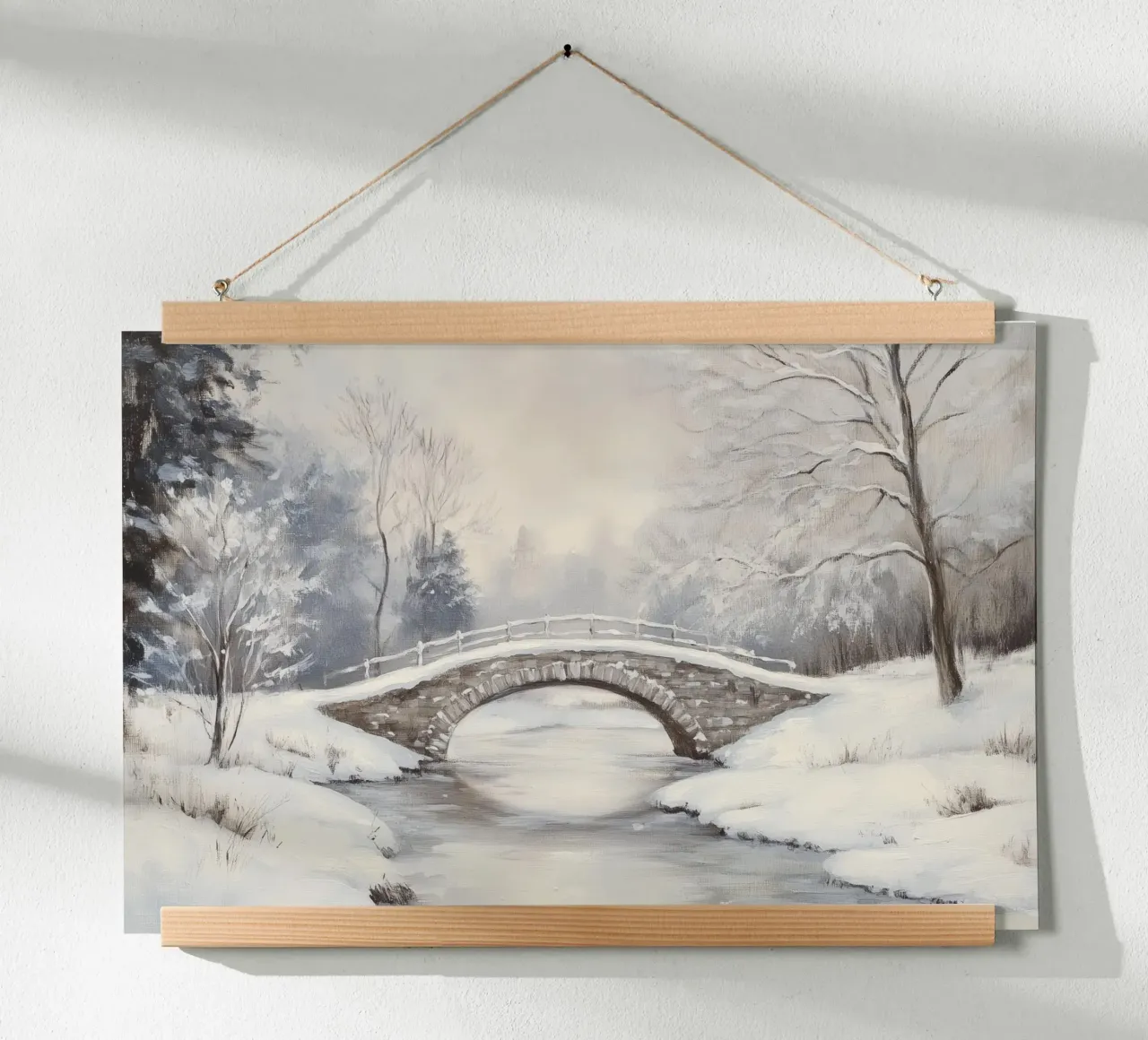 Ponte di pietra innevato in inverno carta hahnemühle da Melloi Art Print