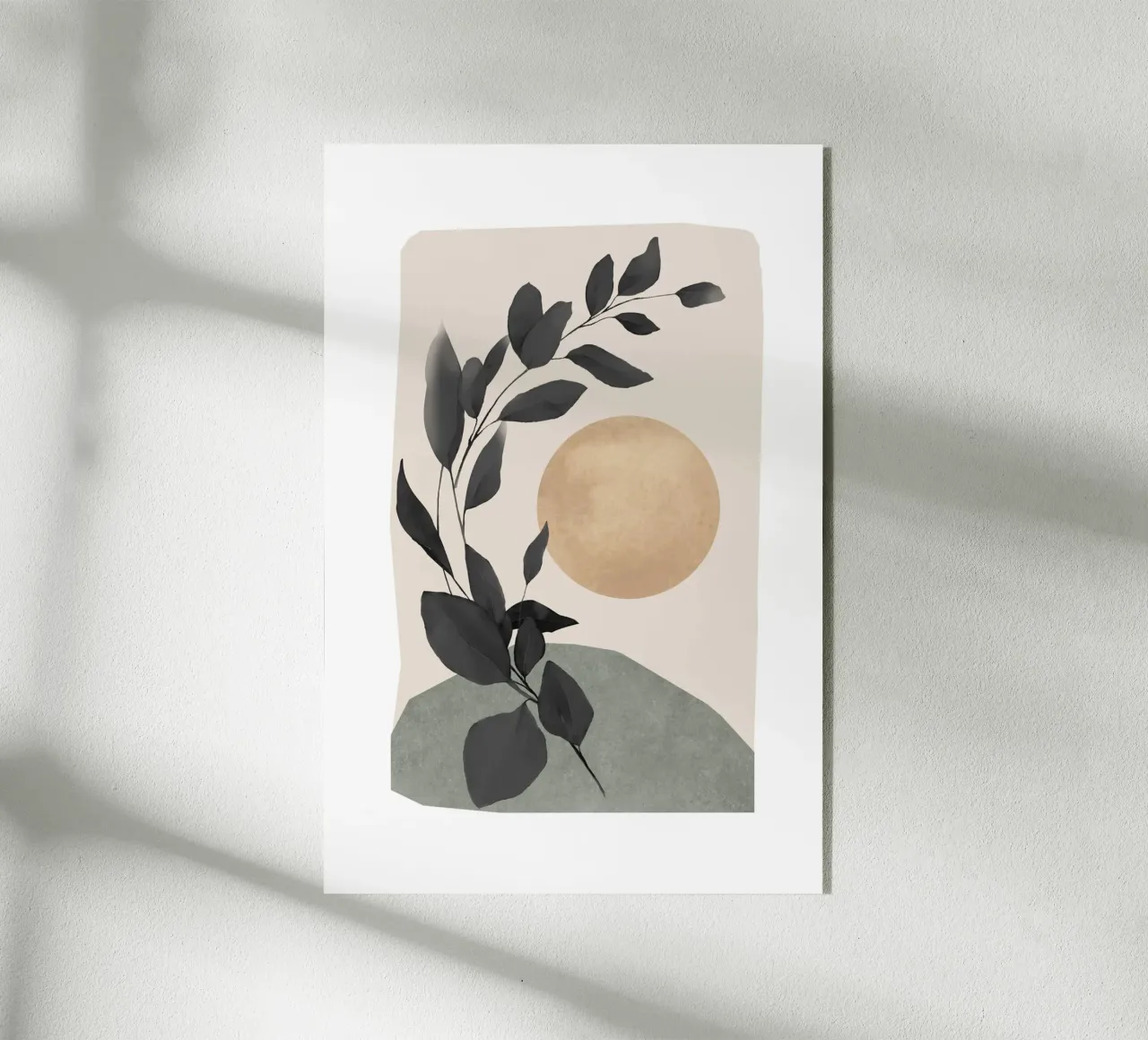 Arte botánico con sol y hojas metacrilato de Melloi Art Print