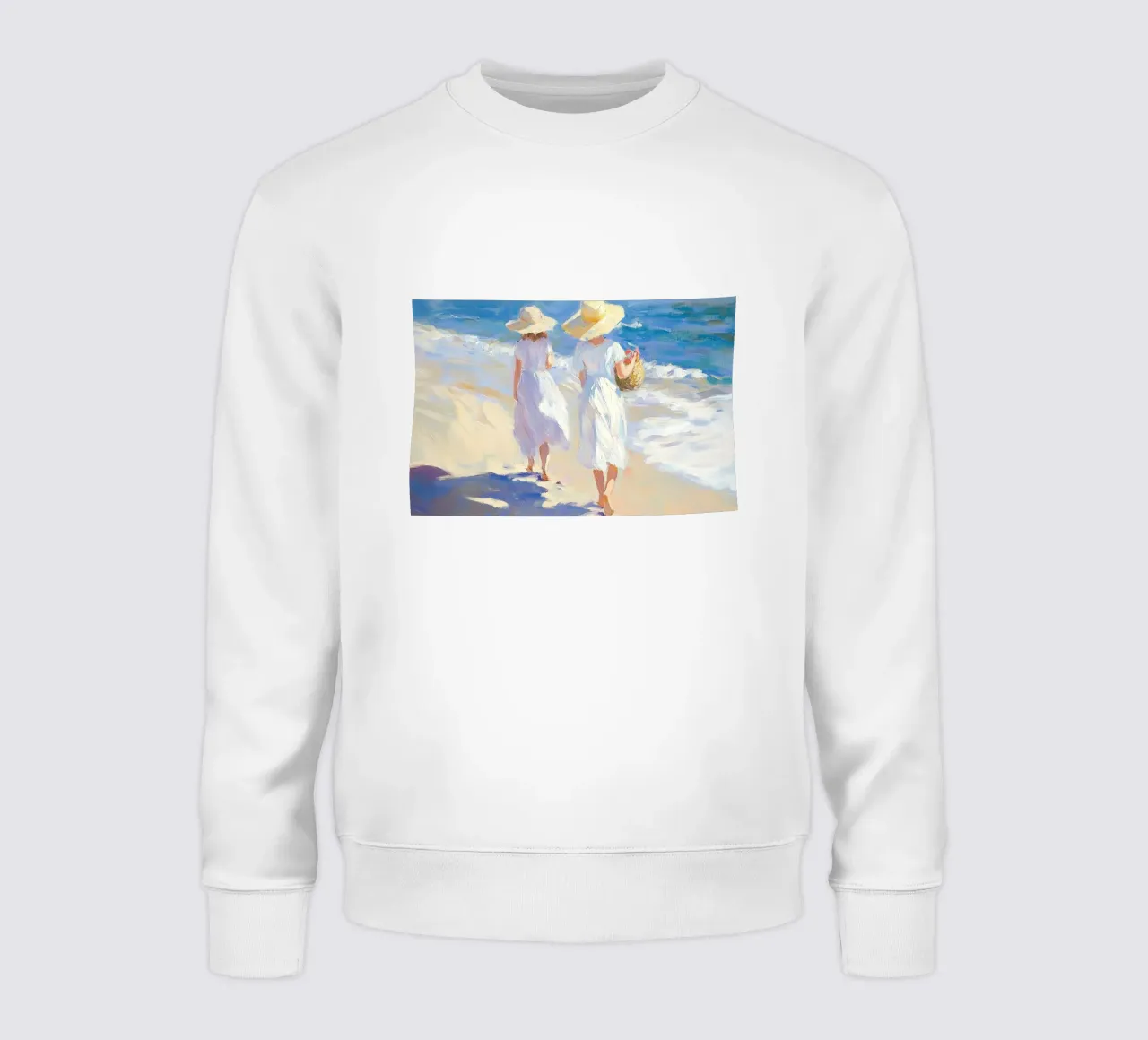 Donne che camminano su una spiaggia illuminata dal sole felpa da Melloi Art Print