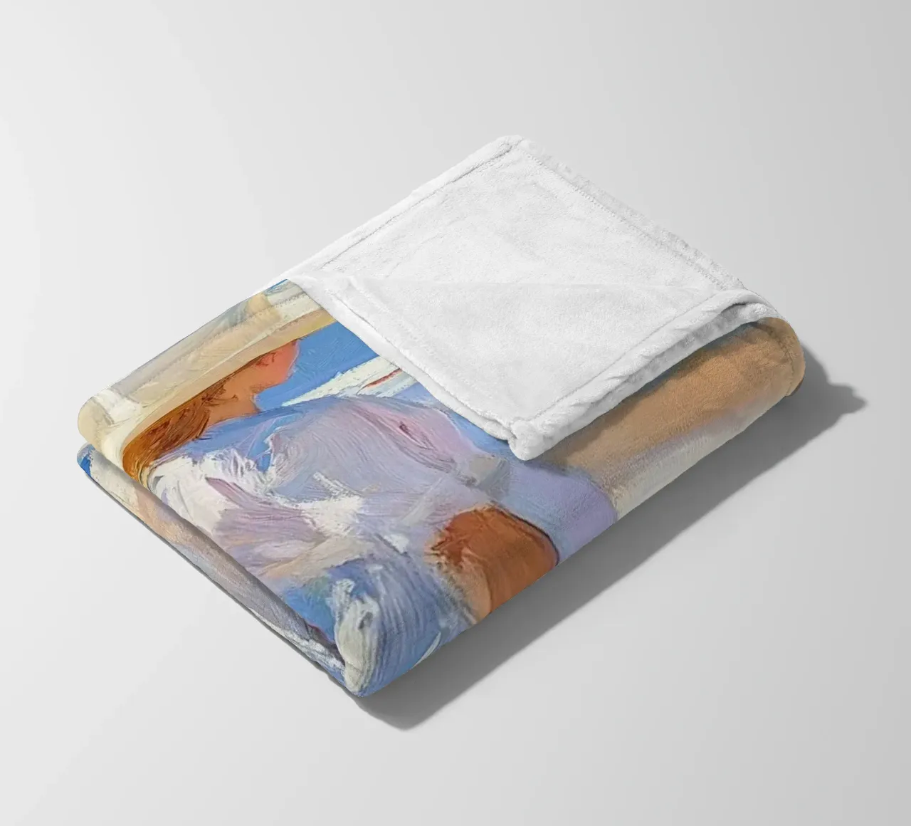 Donne con cappelli da sole a passeggio sulla spiaggia coperta in pile da Melloi Art Print