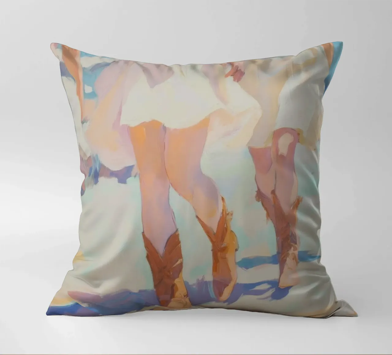 Femmes marchant avec des bottes de cow-boy coussin de Melloi Art Print