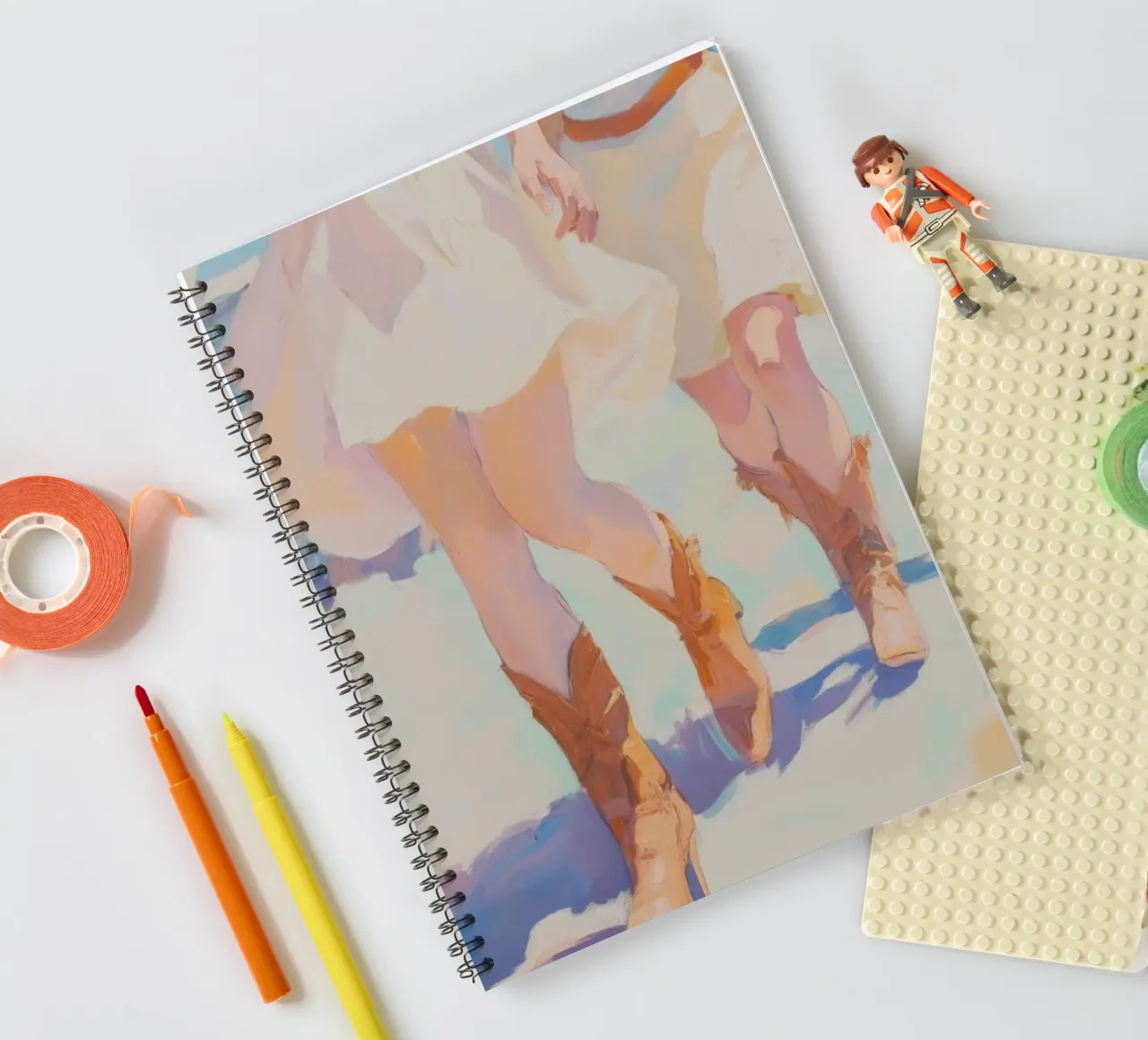 Women Walking in Cowboy Boots spiral notebook by Melloi Art Print