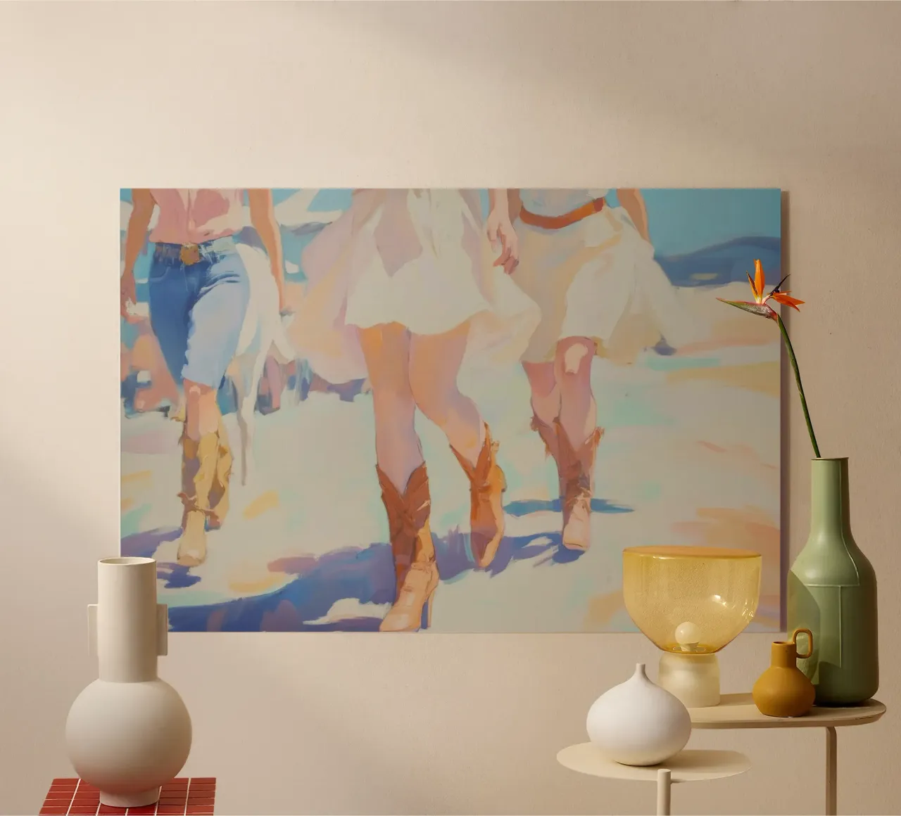 Mujeres con botas vaqueras metacrilato de Melloi Art Print