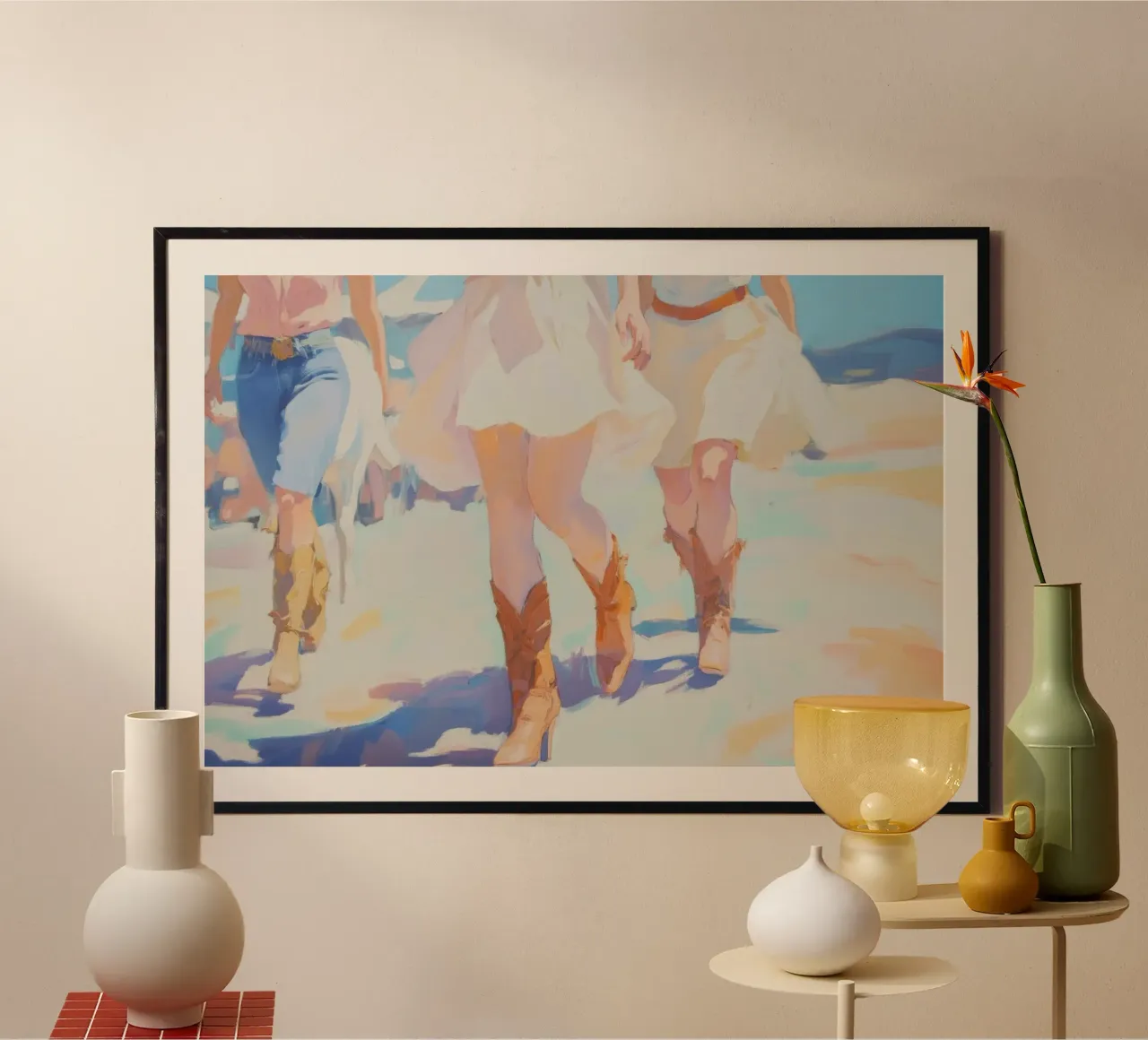 Mujeres con botas vaqueras hahnemühle de Melloi Art Print