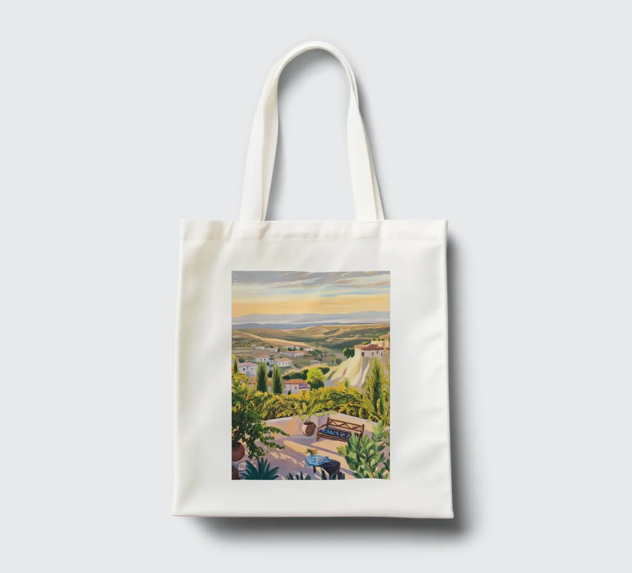 Mediterranean Hillside Villa View tote bag by Melloi Art Print