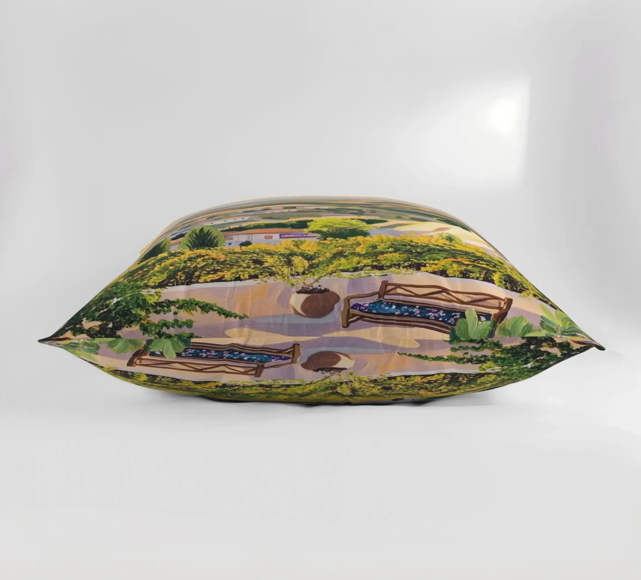 Mediterranean Hillside Villa View cuscino da Melloi Art Print