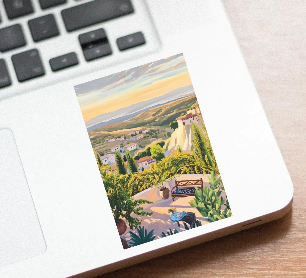 Mediterranean Hillside Villa View adesivo da Melloi Art Print