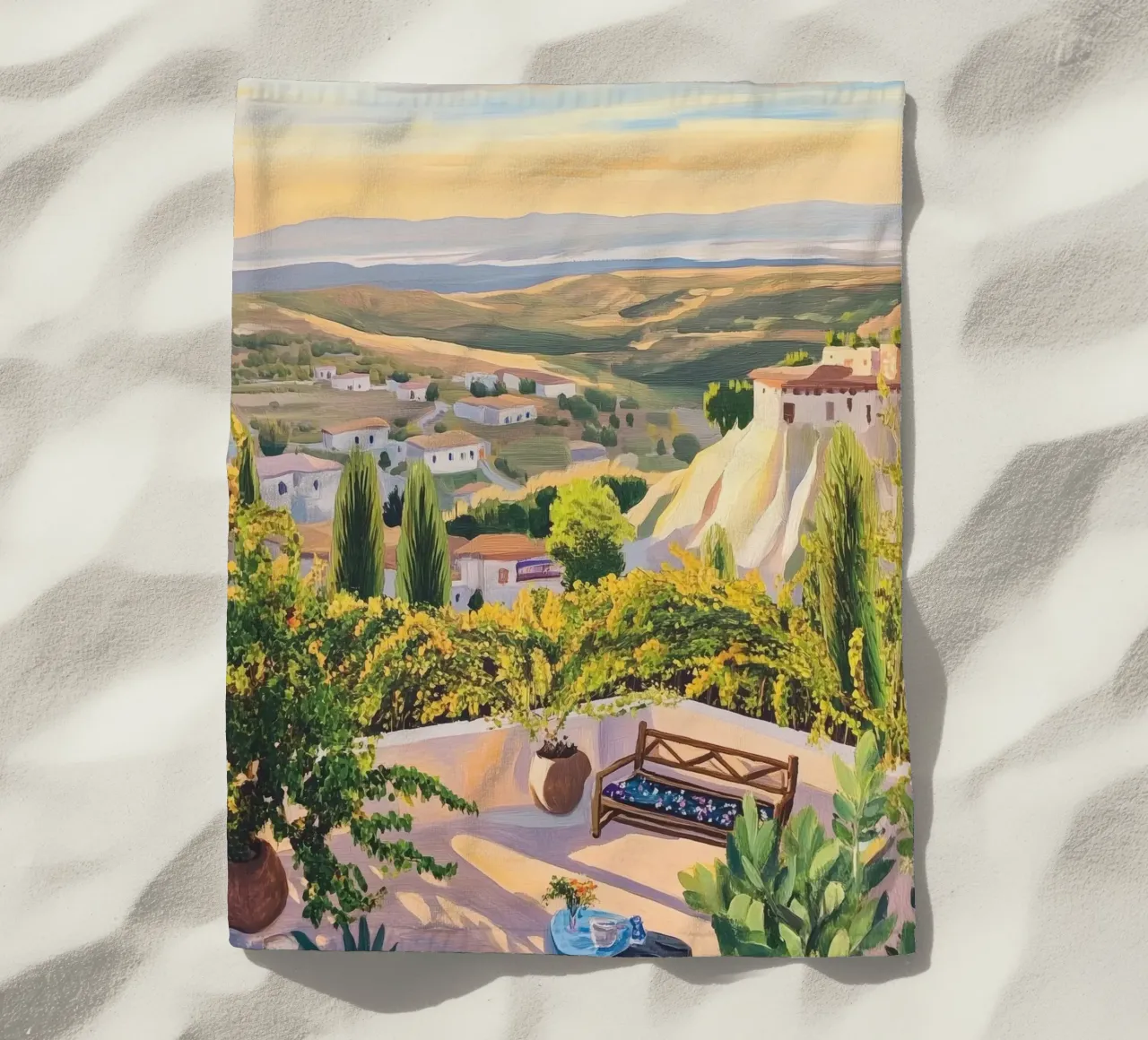 Mediterranean Hillside Villa View telo mare da Melloi Art Print