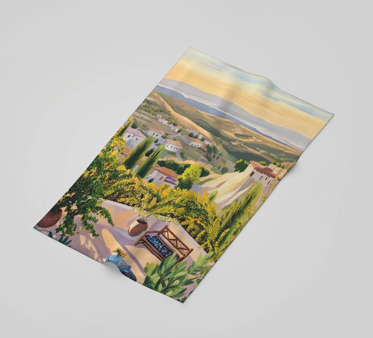 Mediterranean Hillside Villa View telo mare da Melloi Art Print
