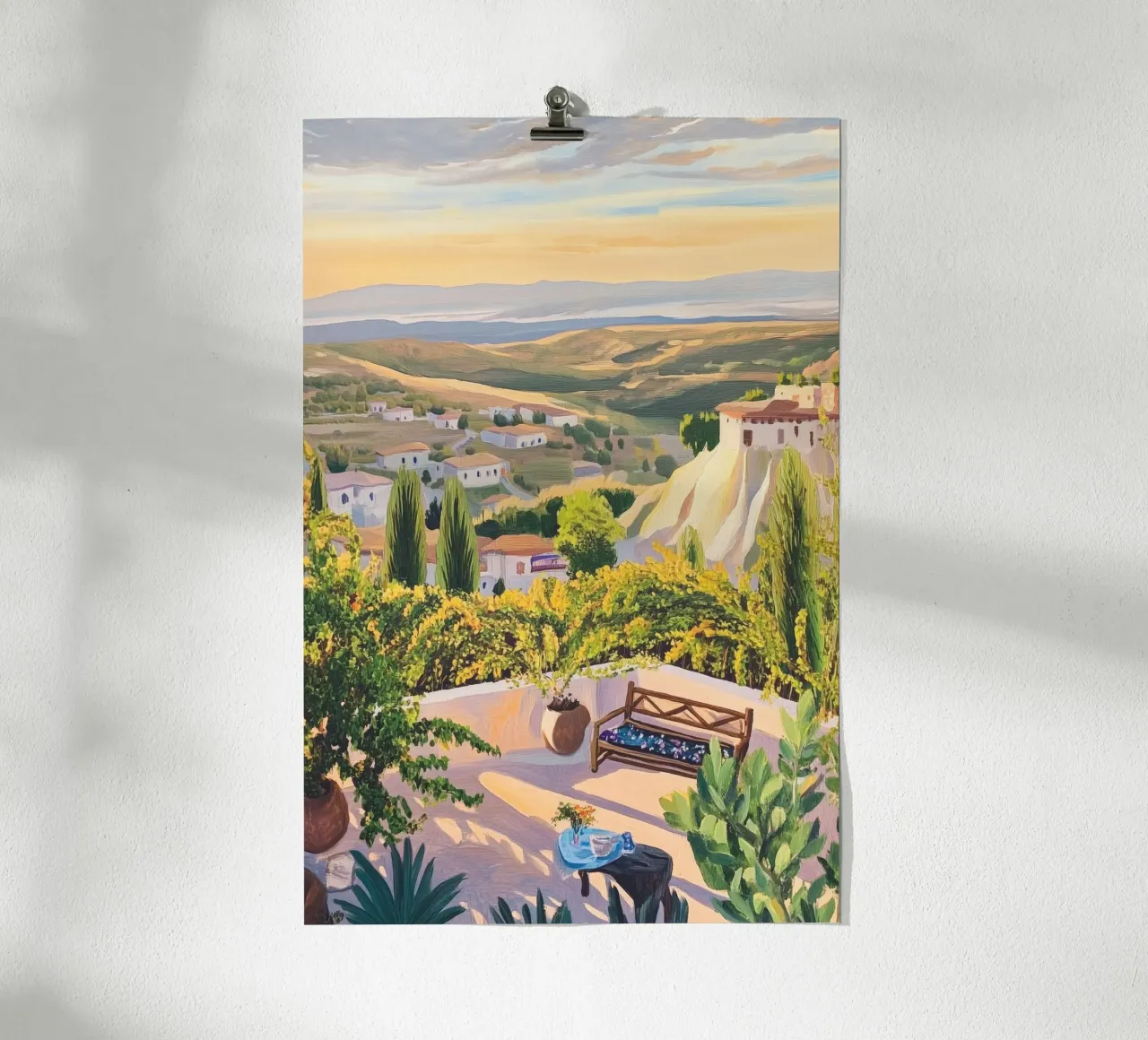 Mediterranean Hillside Villa View carta hahnemühle da Melloi Art Print